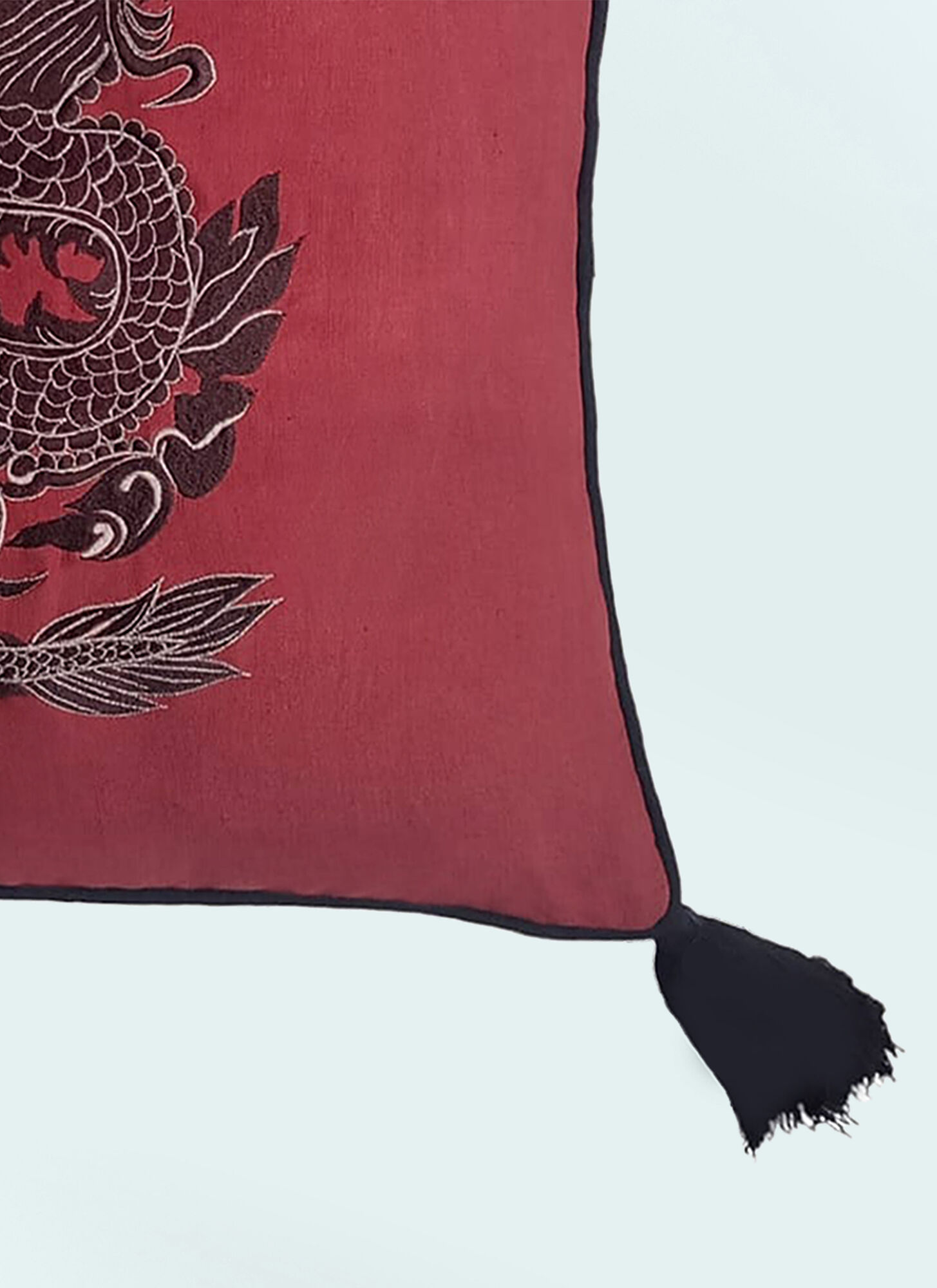  Les-ottomans Les-ottomans Dragon Embroidered Cushion -  Textiles Red One Size 