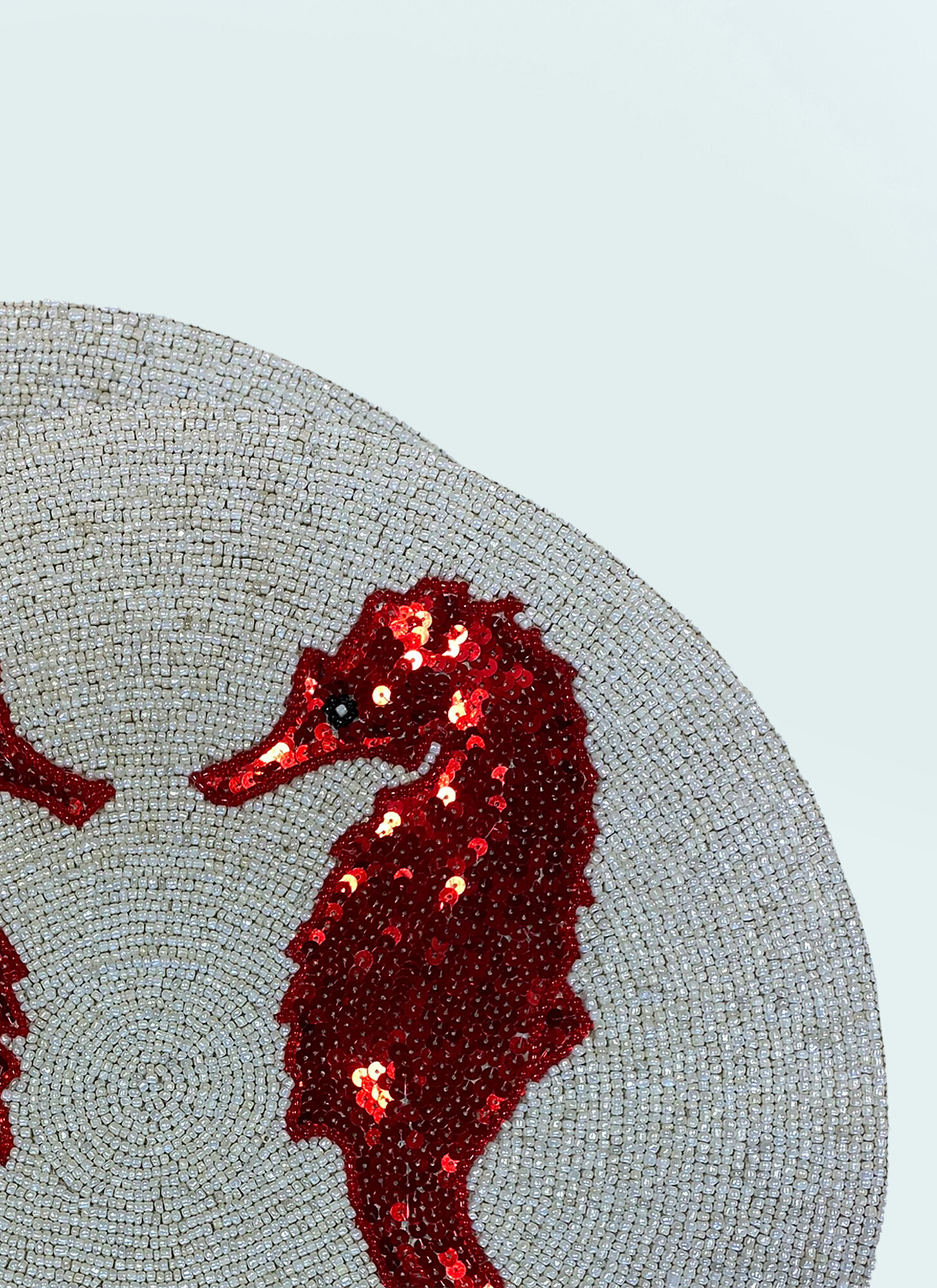  Les-ottomans Les-ottomans Set Of Two Seahorse Beaded Placemats -  Textiles Grey One Size 