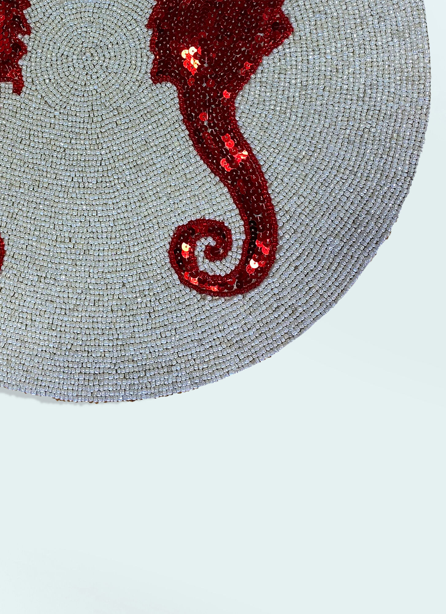  Les-ottomans Les-ottomans Set Of Two Seahorse Beaded Placemats -  Textiles Grey One Size 