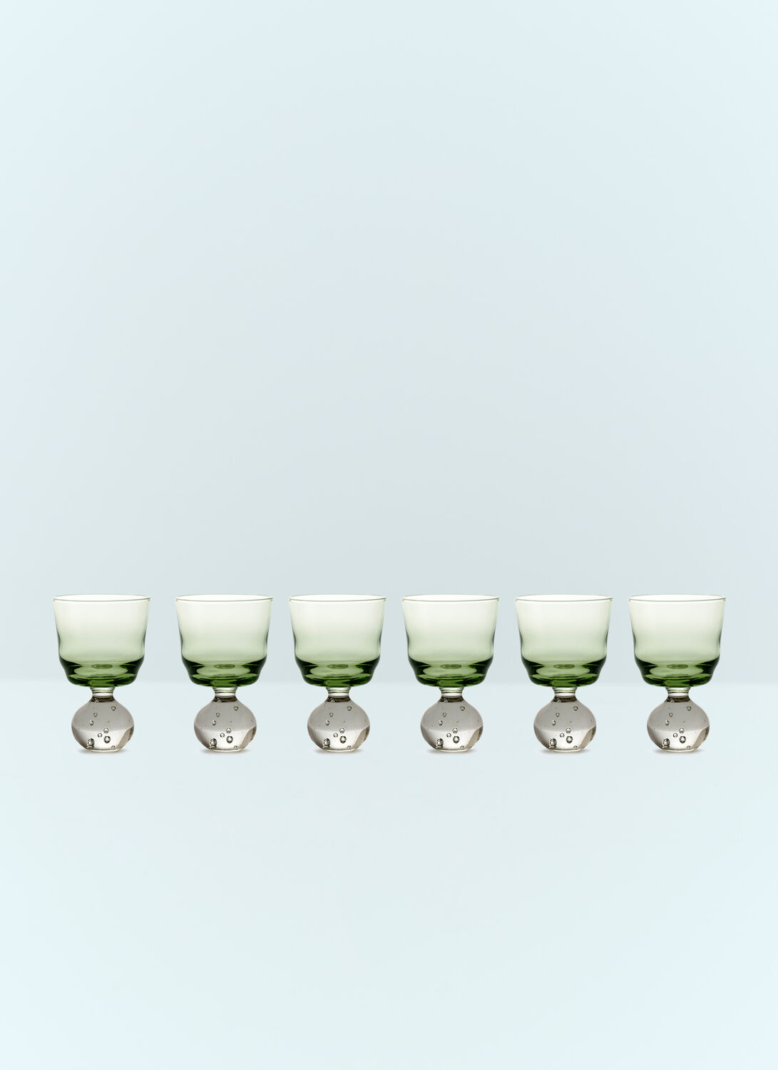 Serax Set Of Six Small Eternal Snow Stemmed Glasses In Green