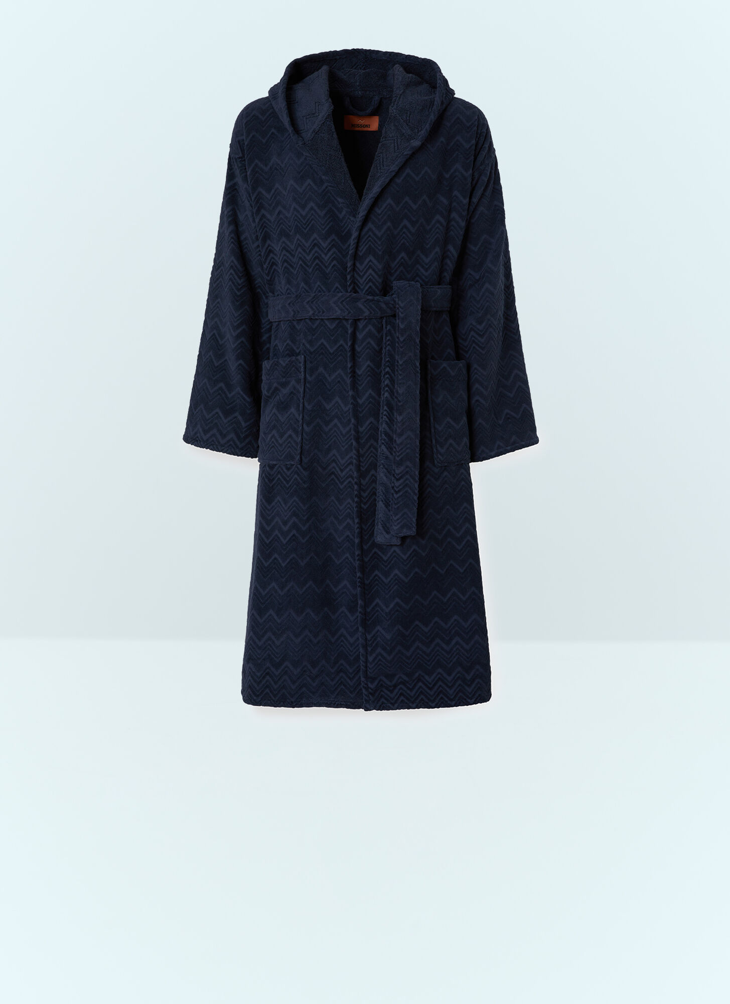 Missoni Unisex Blue Chalk Hooded Bathrobe - Bathroom Xl