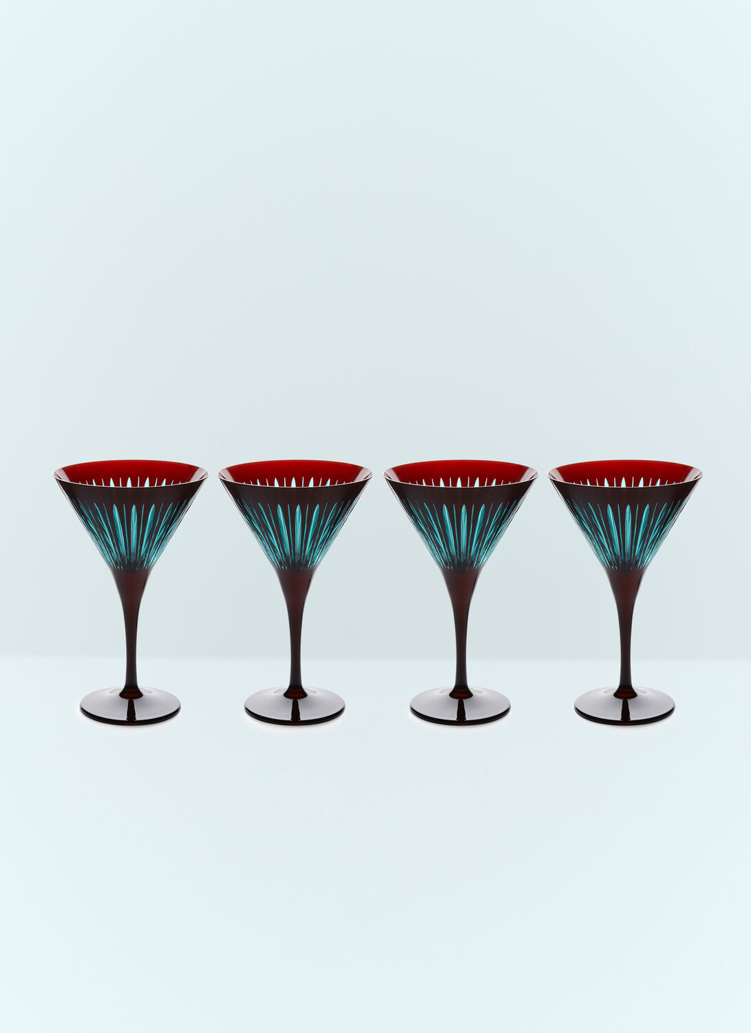 L'objet Set Of Four Prism Martini Glasses In Burgundy