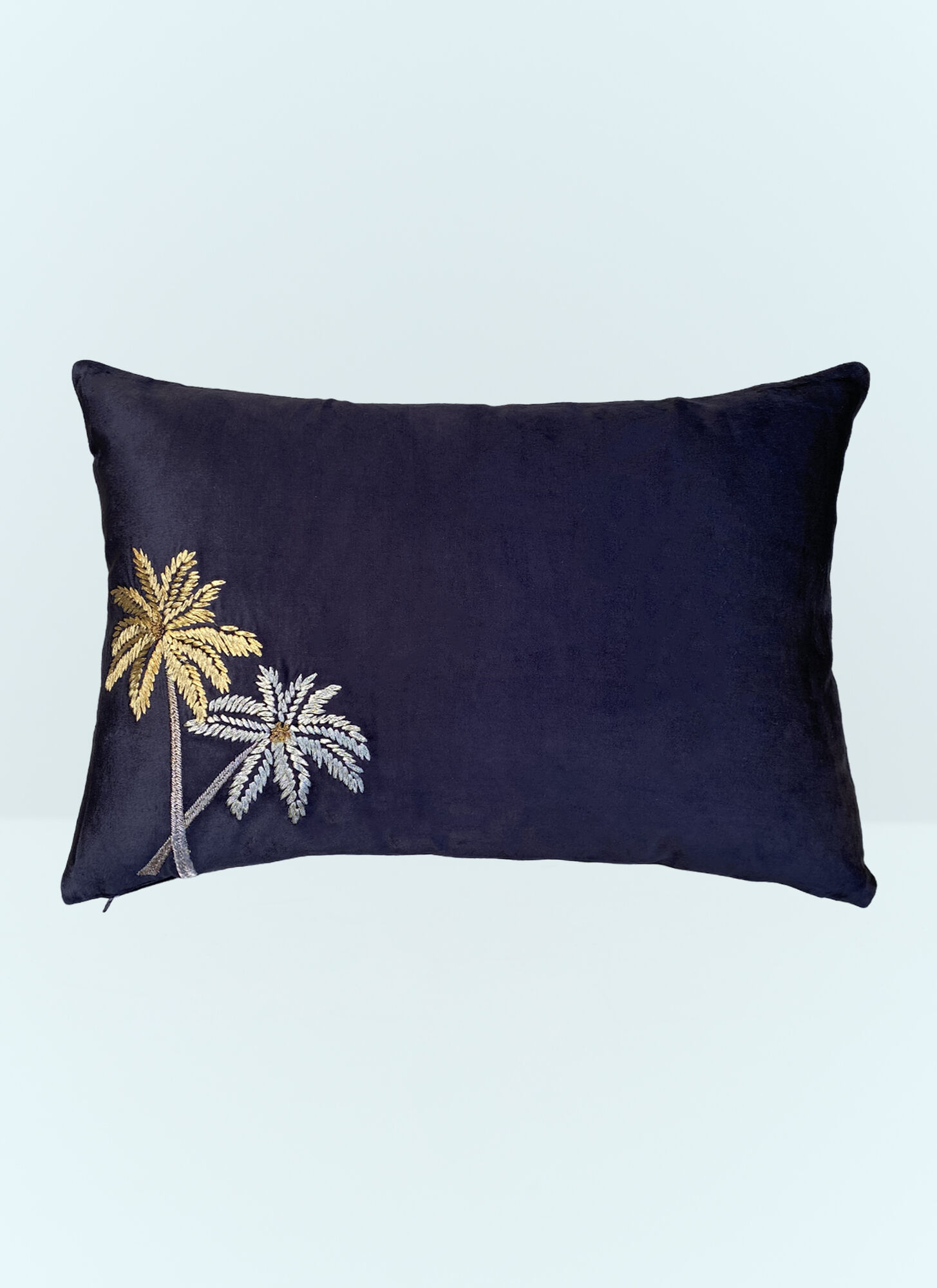 Les-Ottomans Unisex Black Palms Velvet Cushion - Textiles One Size