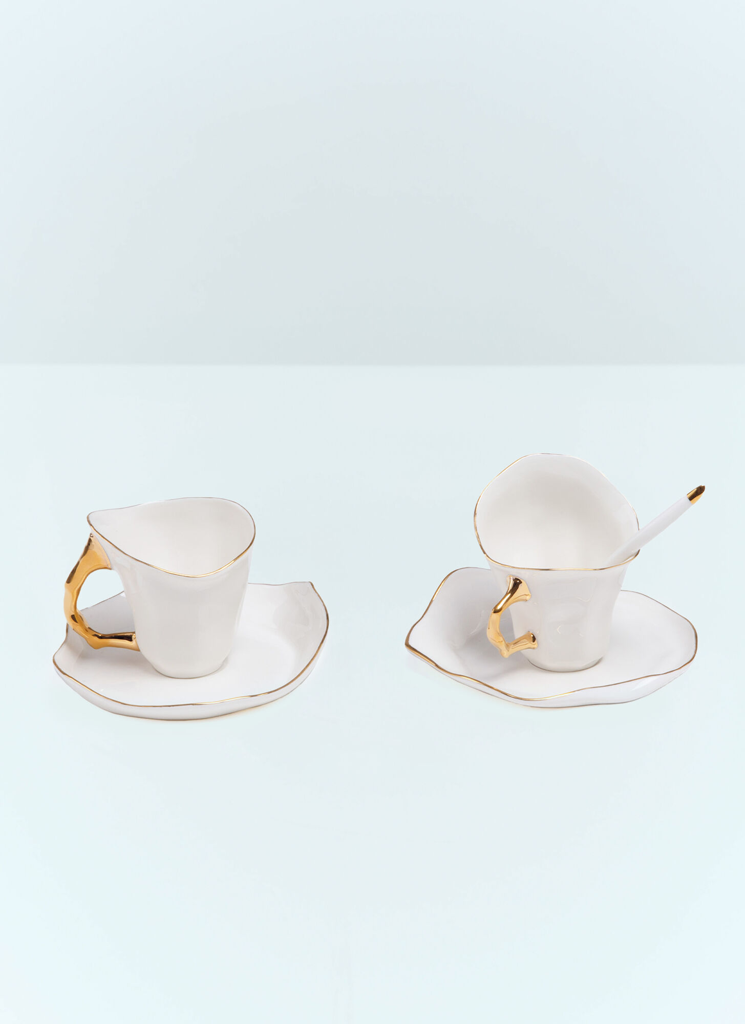 Seletti Unisex White Meltdown Coffee Cup, Saucer And Spoon Set - Tea & Coffee One Size