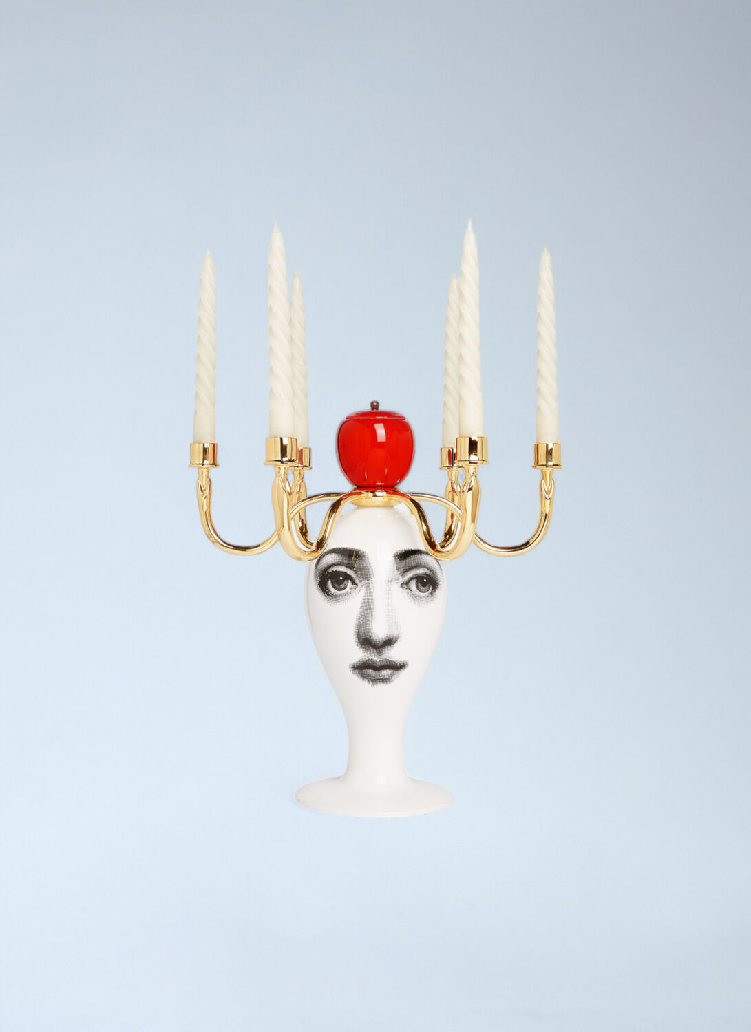 Fornasetti Sul Tardi Candelabra With Candle In Multicolour
