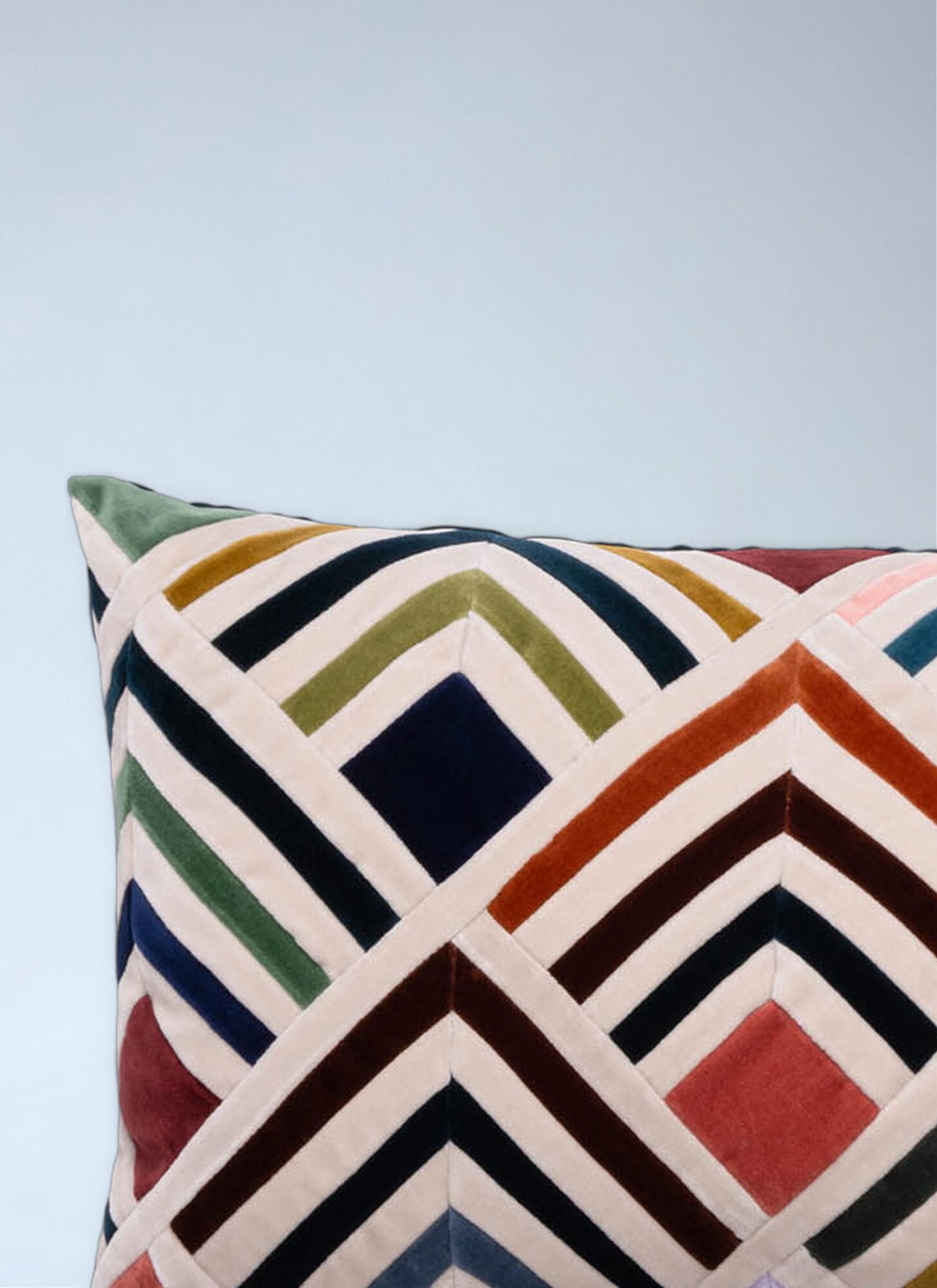  Christina Lundsteen Christina Lundsteen Geometric Velvet Cushion -  Textiles Multicolour One Size 