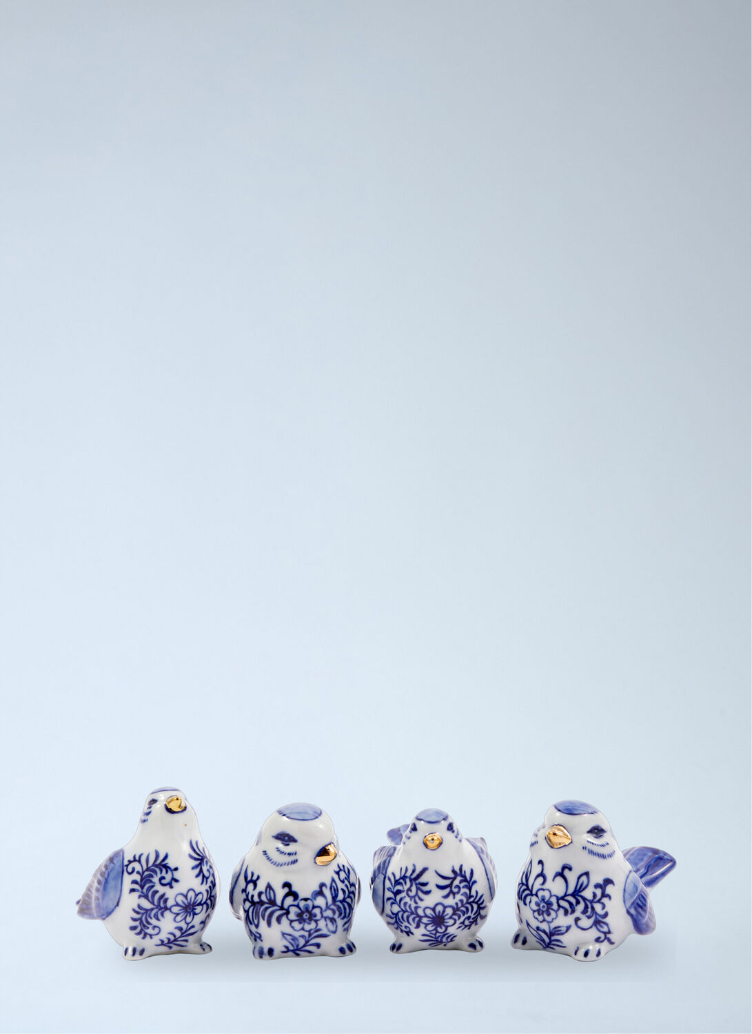 Polspotten Porcelain Bird Figurine Set In Blue