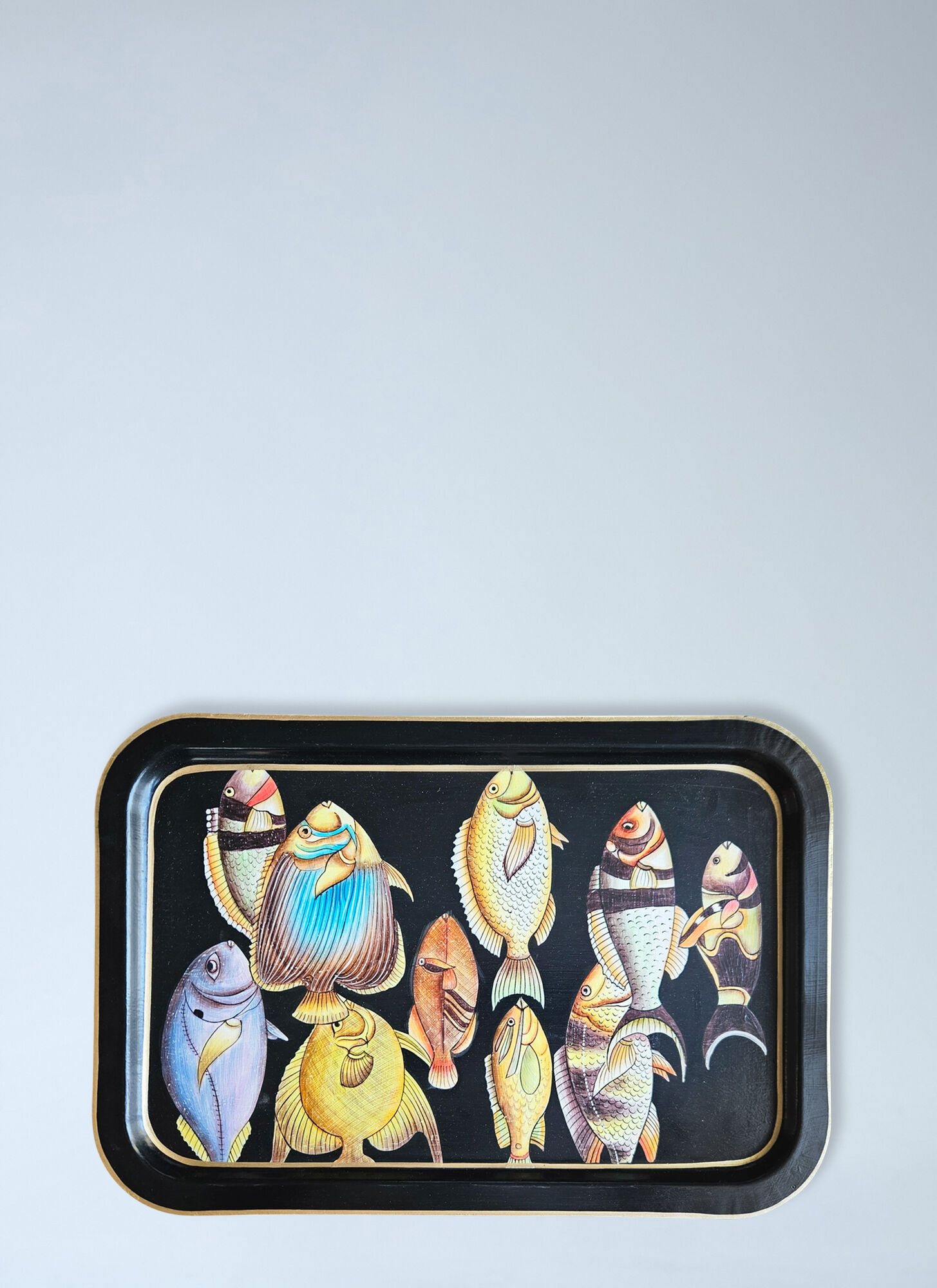Les-Ottomans Rectangular Serving Tray With Fish Motif - 厨房 Multicolour One Size