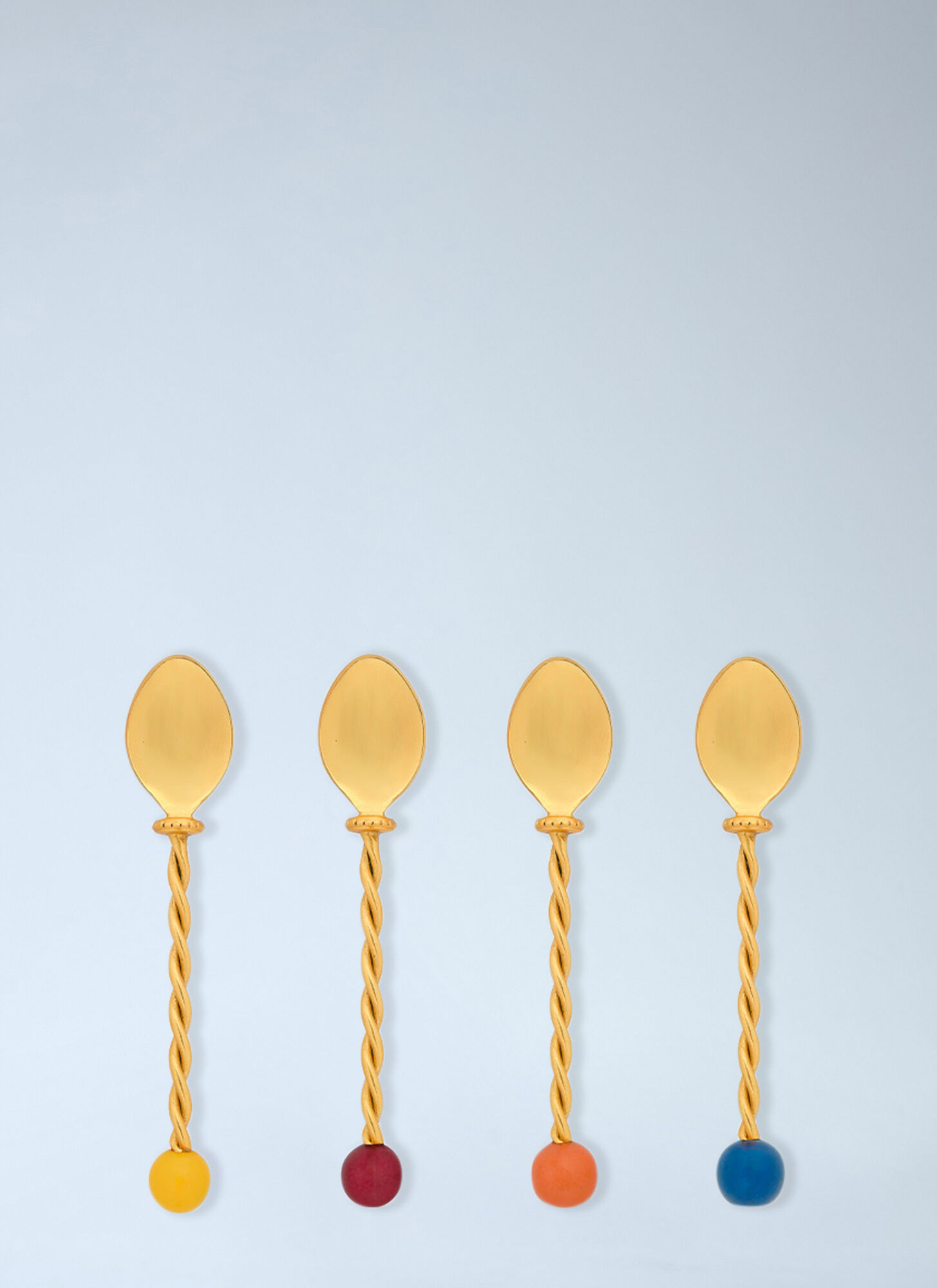 Bitossi Home Unisex Gold Set Of Four Torchon Dessert Spoons - Kitchen One Size