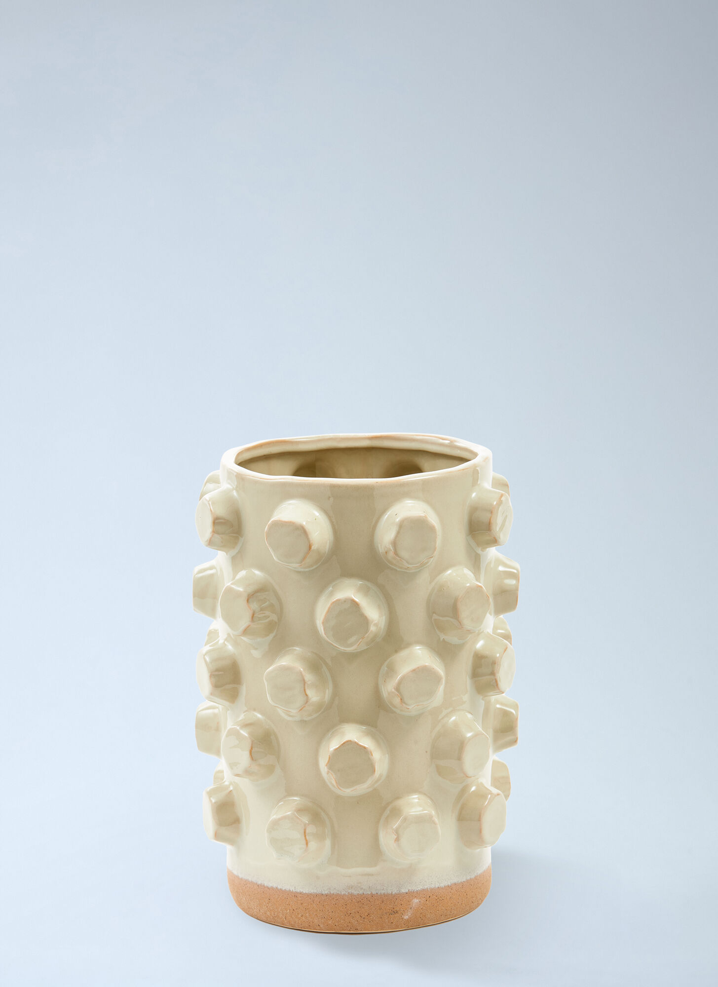 Polspotten Unisex Beige Textured Ceramic Cylinder Vase - Vases One Size