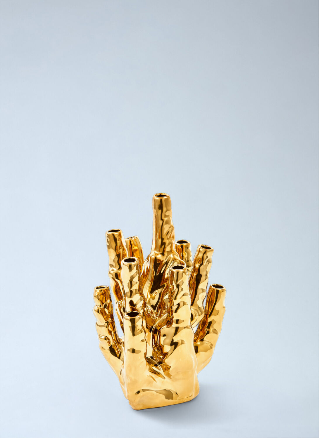 Polspotten Sculptural Brass Candle Holder In Gold