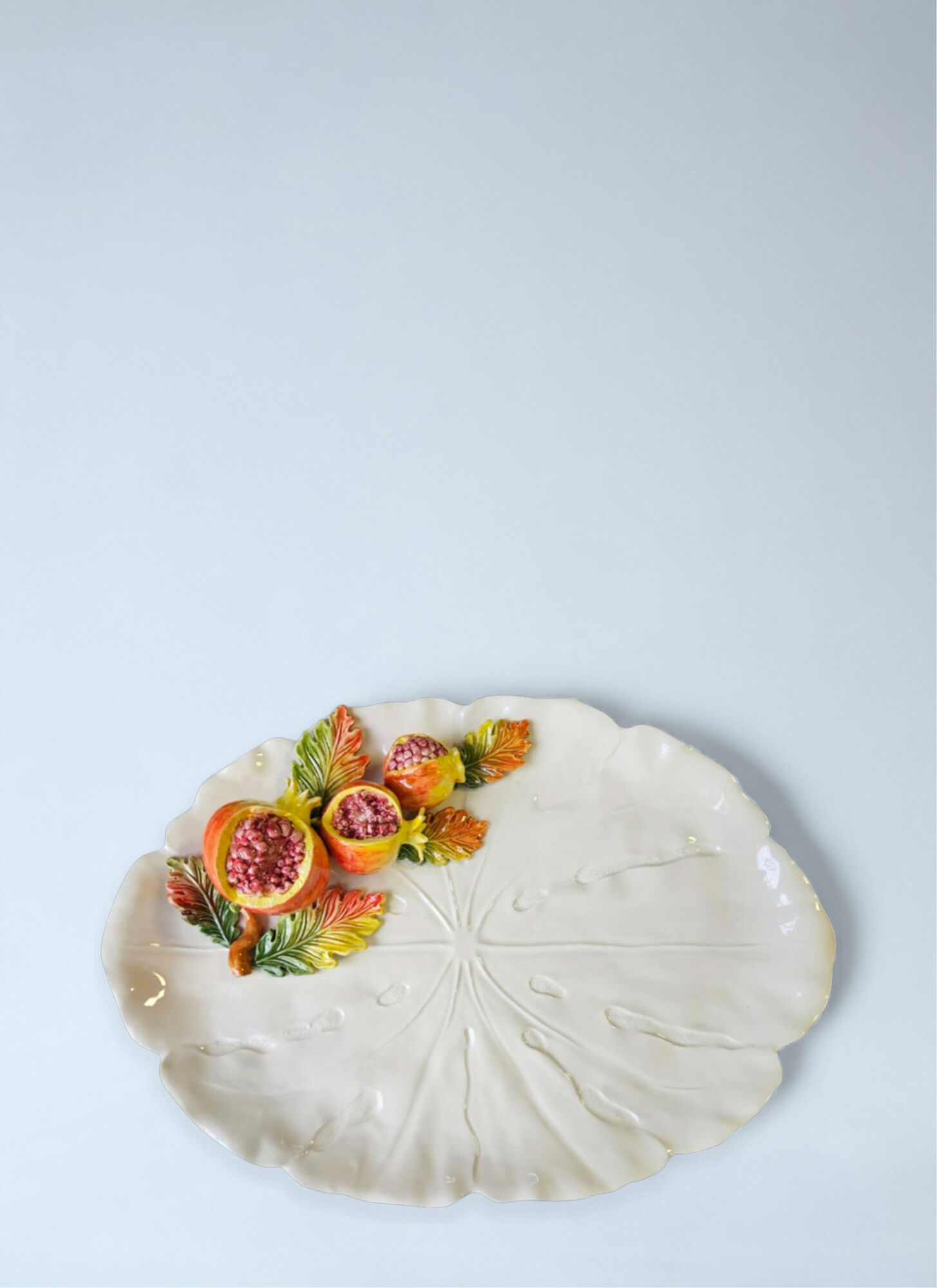 Les-Ottomans Porcelain Leaf Embossed Serving Plate - 厨房 Multicolour One Size