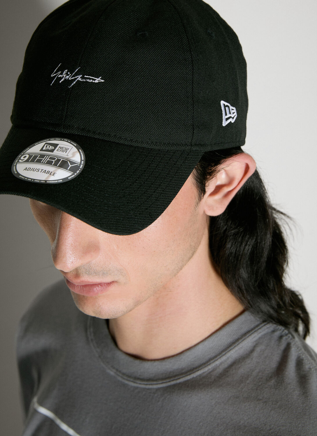 Shop Yohji Yamamoto Logo Embroidery Baseball Cap In Black