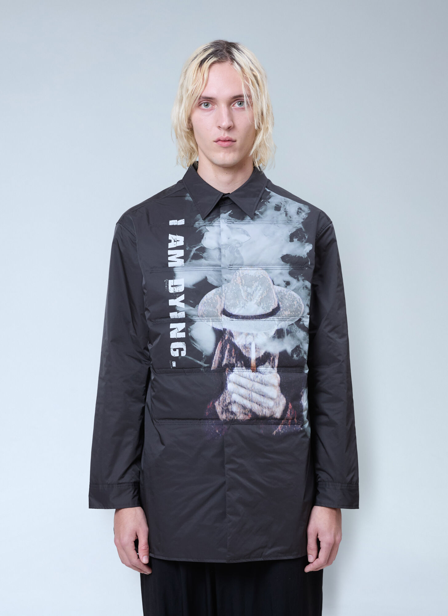 Yohji Yamamoto Printed Padded Shirt - Man Shirts Black 3