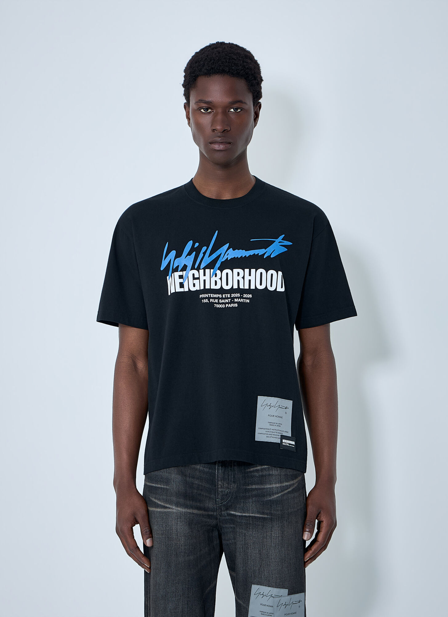 Yohji Yamamoto X Neighborhood Cotton T-shirt - Man T-shirts Black 5　ヨウジヤマモト X ネイバーフッド コットン T シャツ - メンズ T シャツ ブラック 5 Yohji
