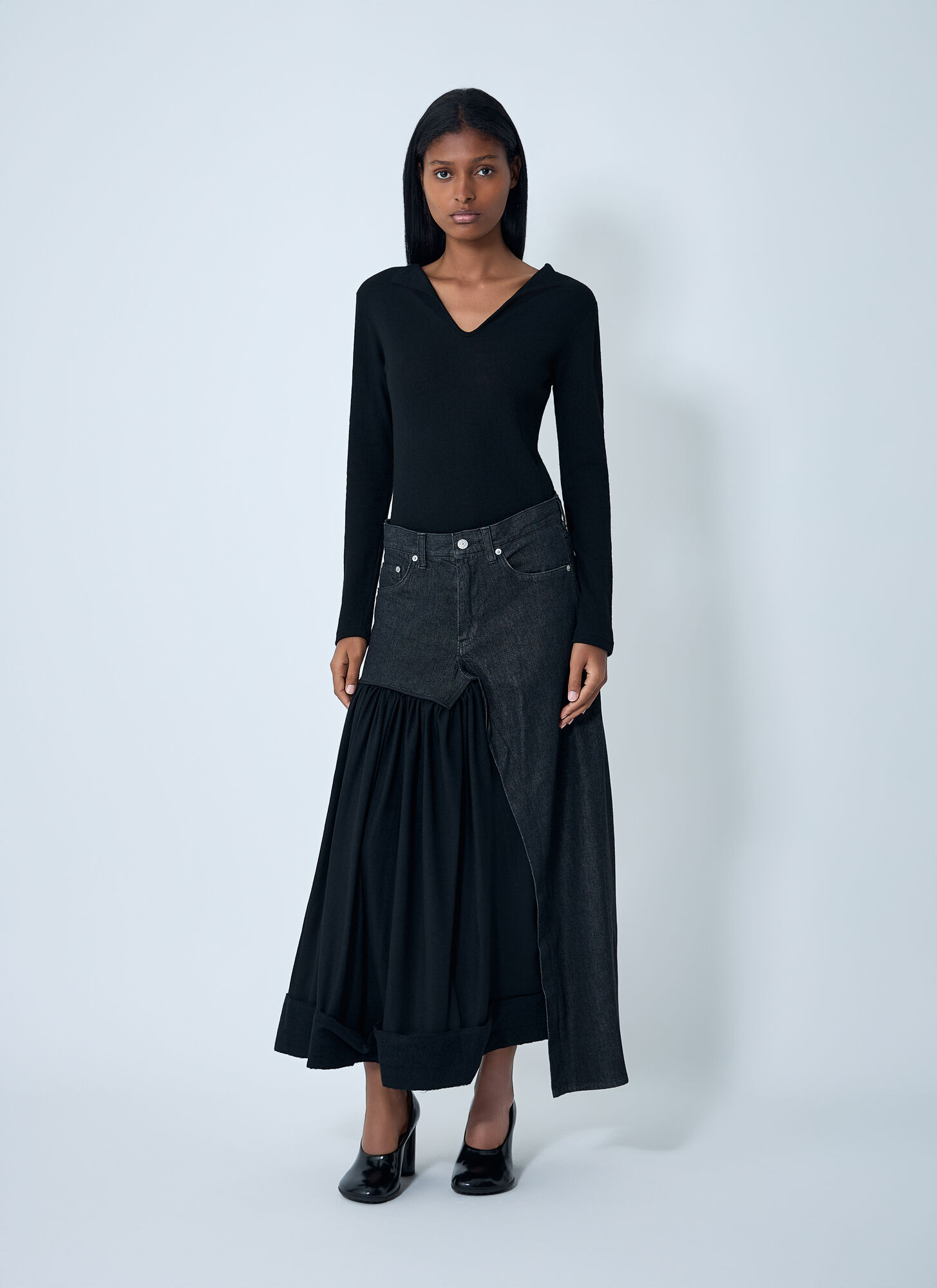  Yohji Yamamoto Yohji Yamamoto Lace-up Wool Sweater - Frau Strick Black 1 