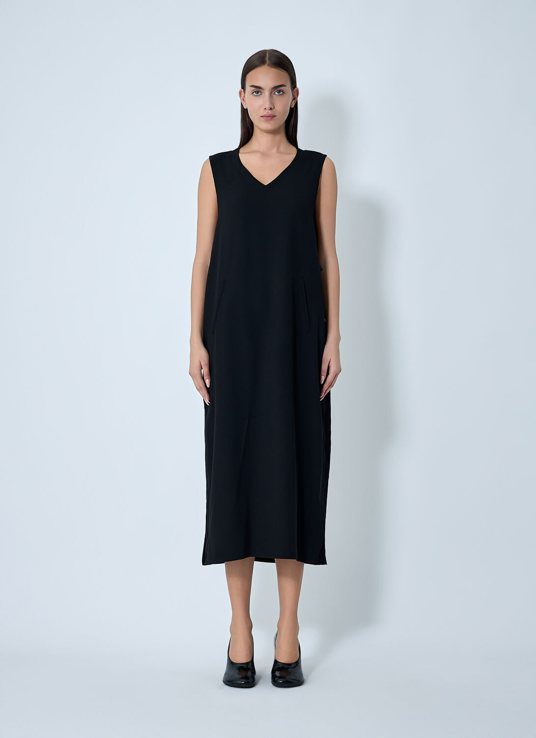 Yohji Yamamoto Double Knit Midi Dress In Black