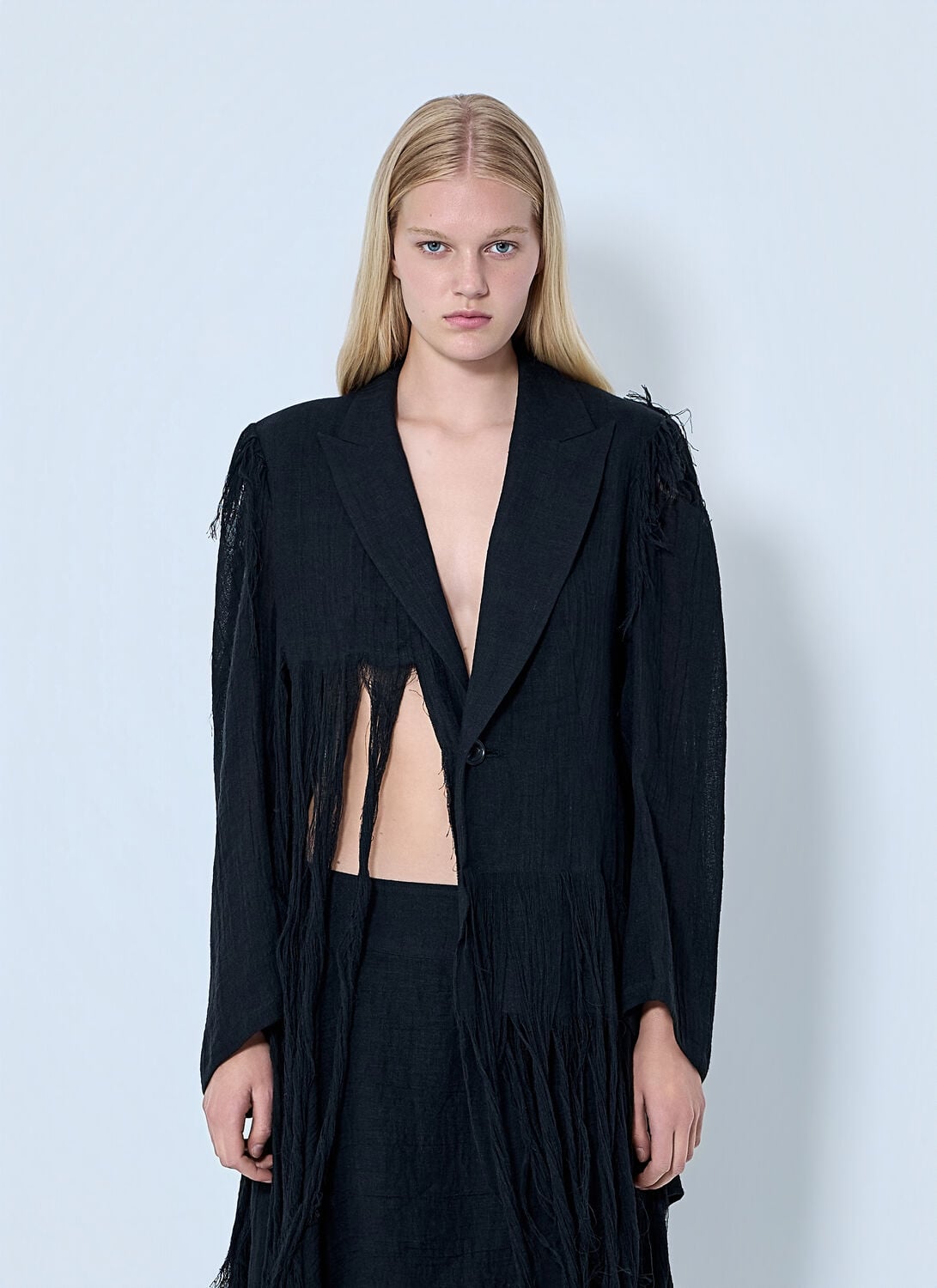 Yohji Yamamoto Frayed Hem Blazer - Woman Blazers Black 2