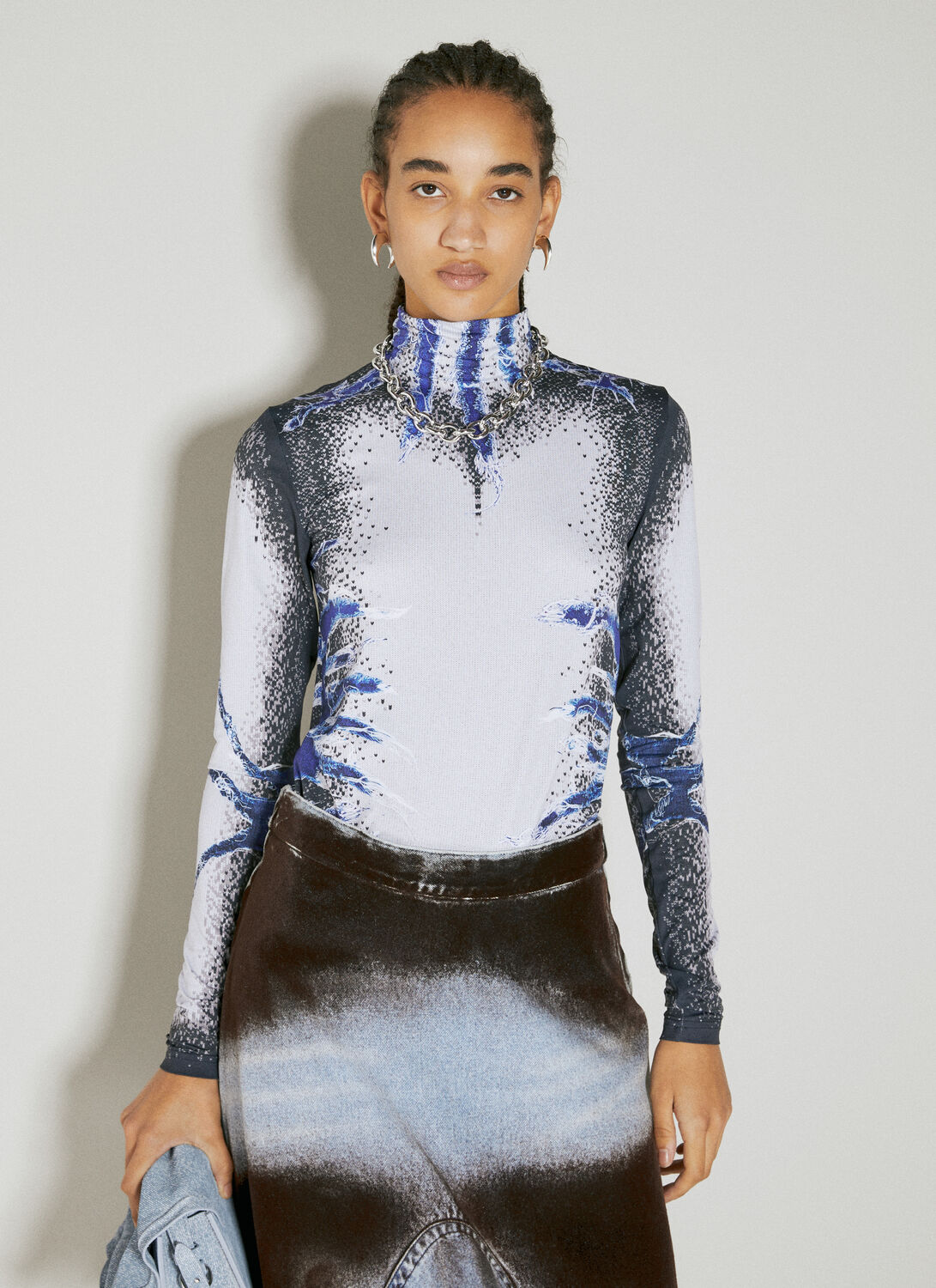 Y/PROJECT WHISKER PRINT LONG SLEEVE TOP