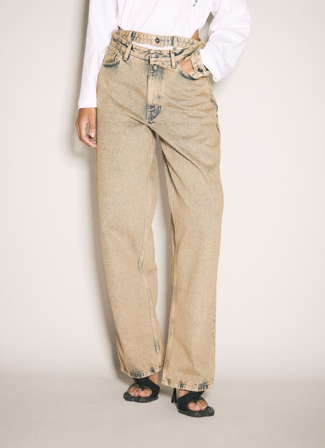 Y/project Multi-waistband Jeans In Beige