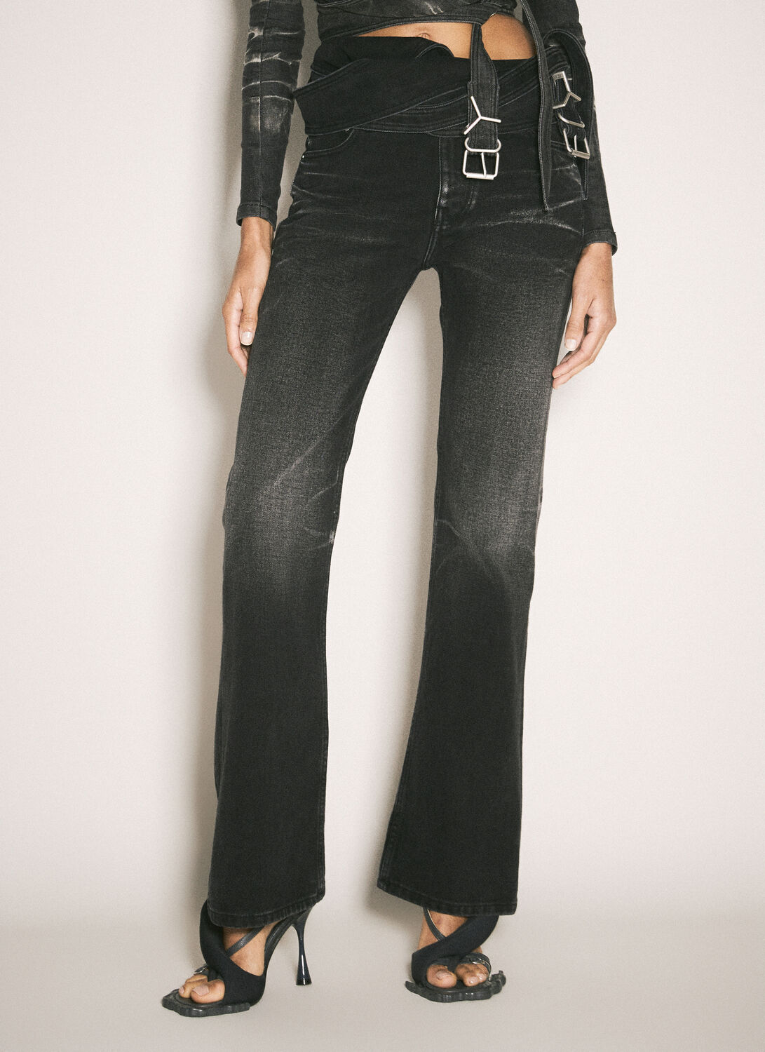 Y/project Women Wrap-belt Jeans In Black