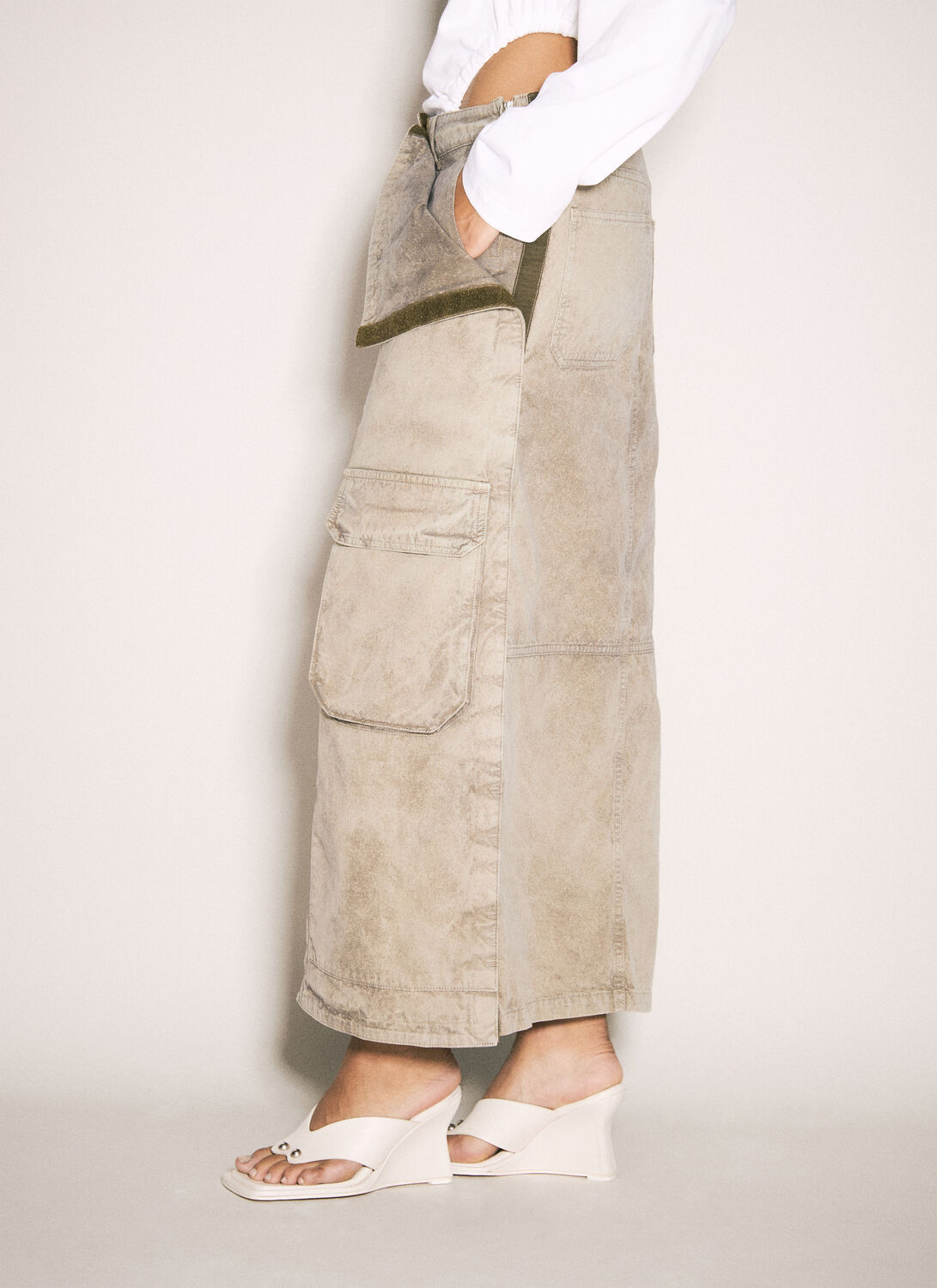 Y/project Skirt With Belt Loops And Cargo Pockets In Beige