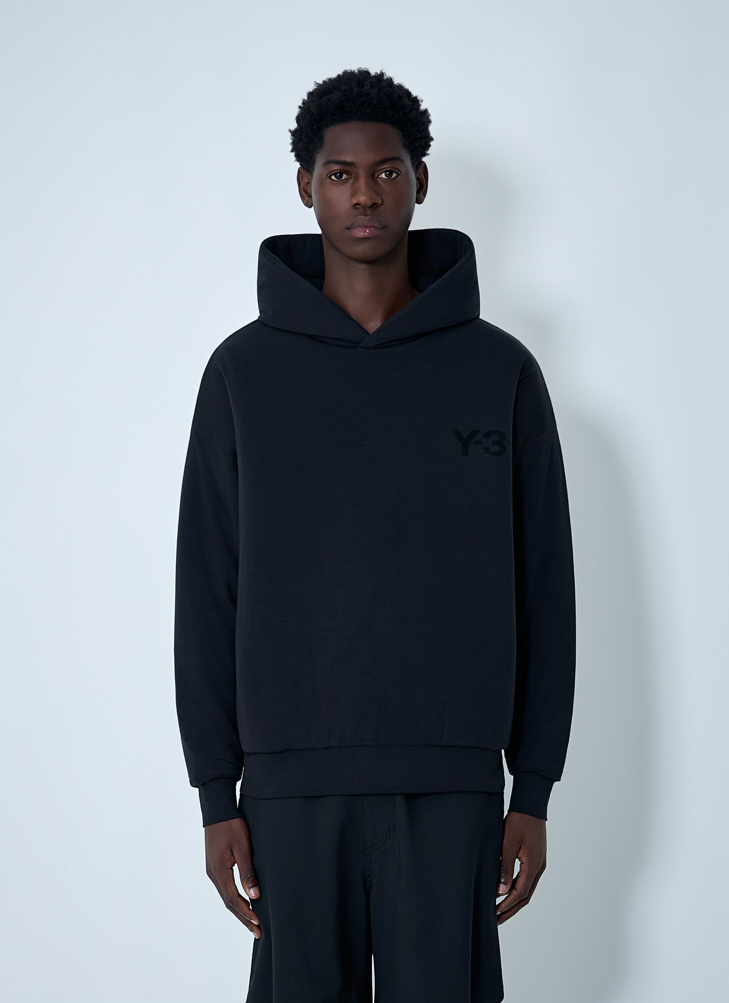 Y-3 Men's Black Logo Motif Hooded Sweatshirt - Man Sweatshirts M