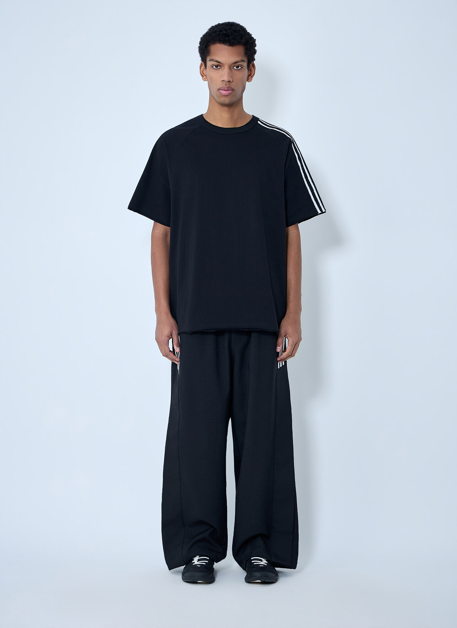  Y-3 Y-3 Striped Shoulder Cotton T-shirt -  T-shirts Black M 