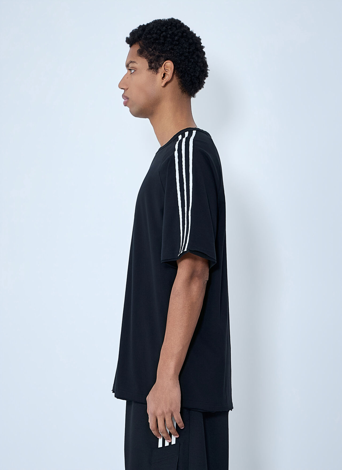  Y-3 Y-3 Striped Shoulder Cotton T-shirt -  T-shirts Black M 