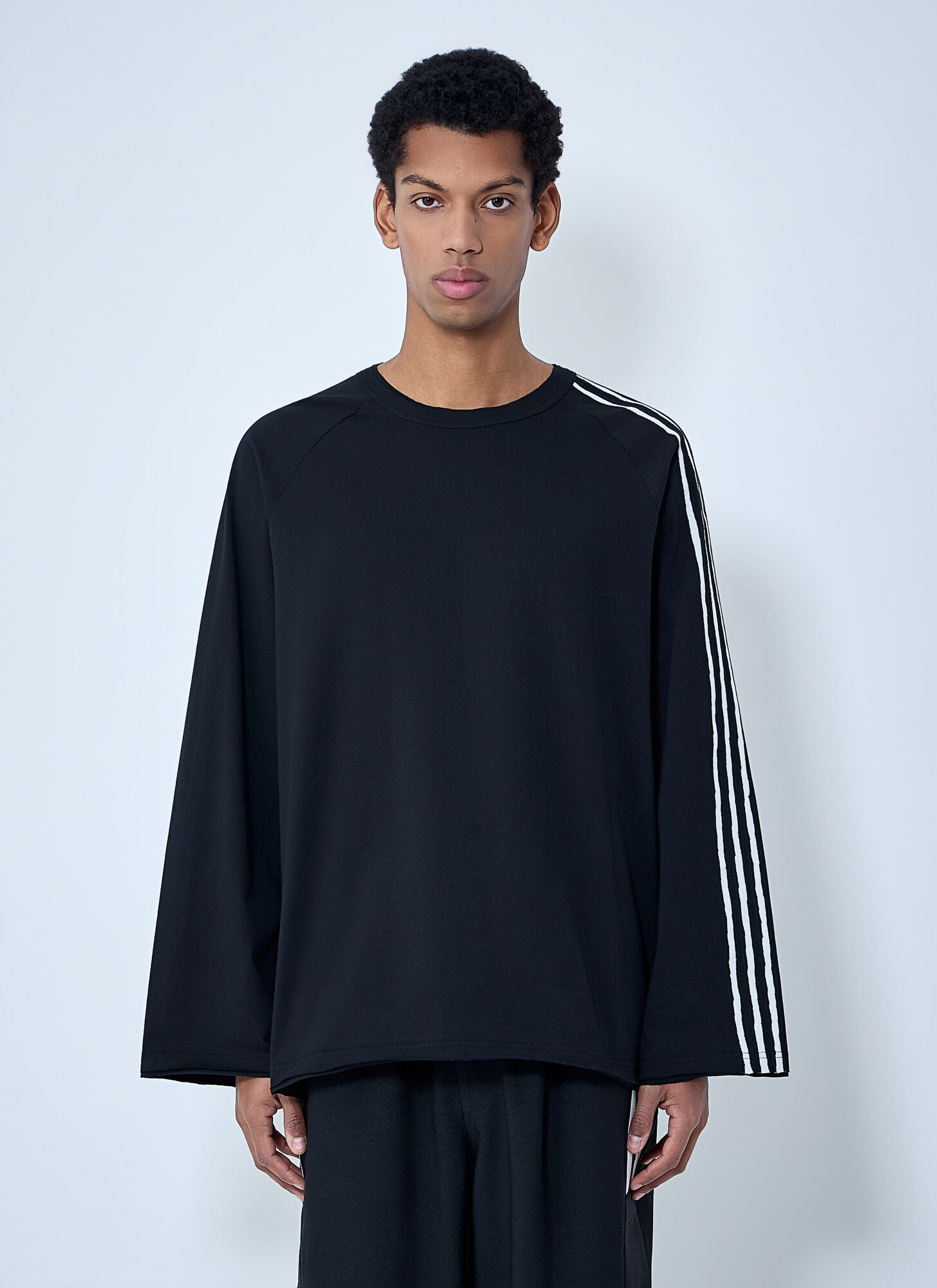 Y-3 Unisex Black Striped Shoulder Cotton T-Shirt - T-Shirts Xs