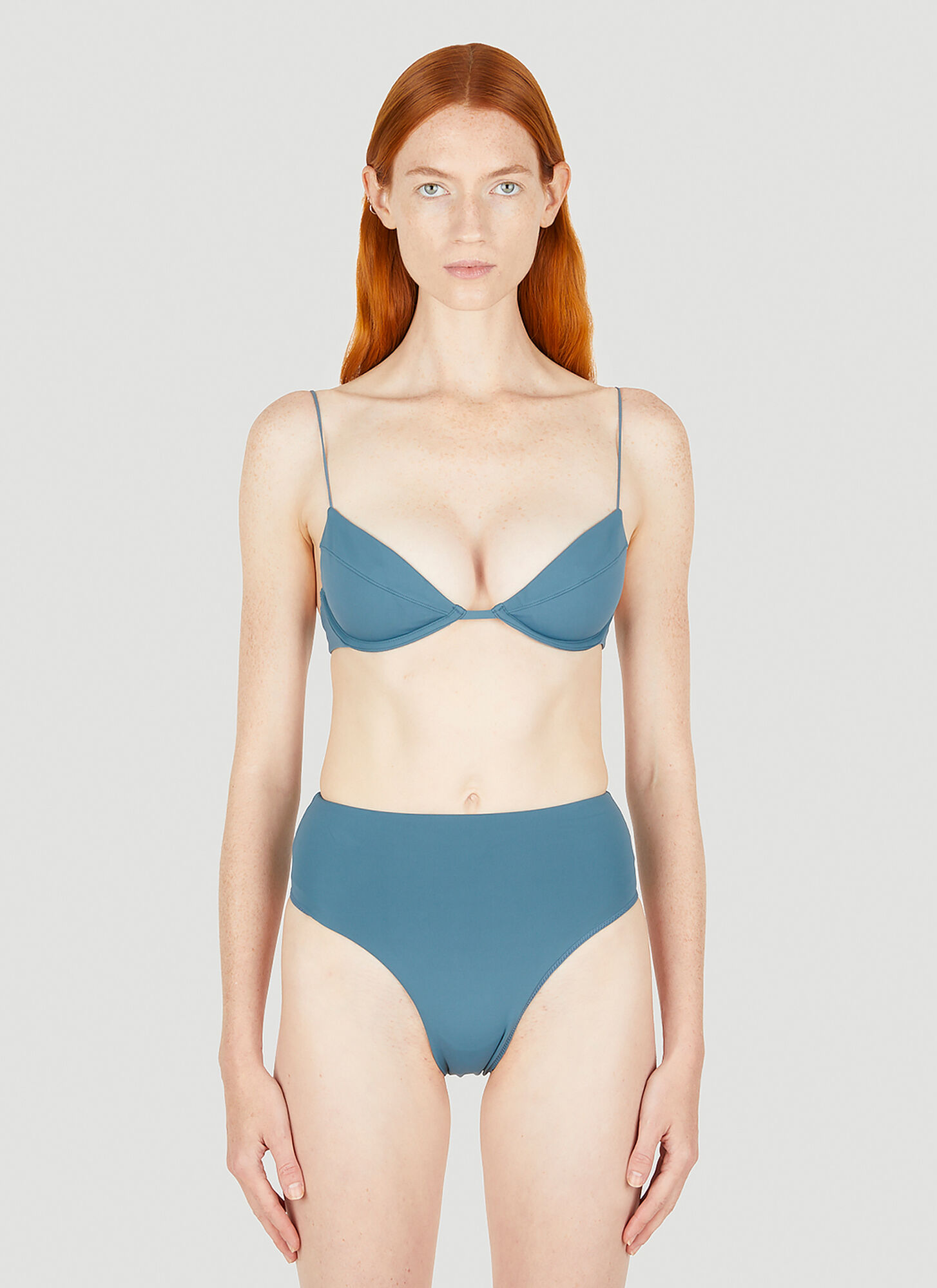 Ziah Women's Blue Fine Strap Almond Bikini Top - Woman Swimwear Uk - 10