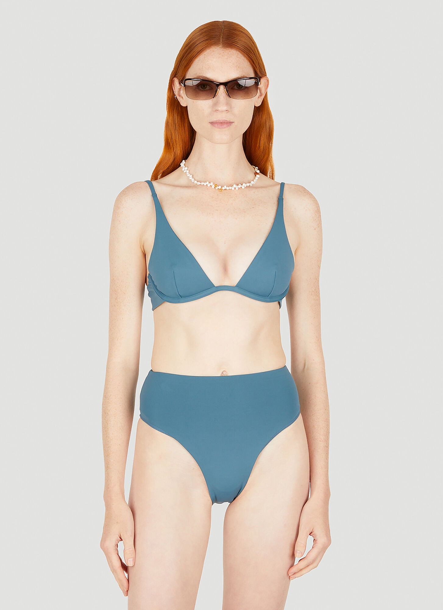  Ziah Ziah 90s High Waisted Bikini Bottoms - Frau Bademode Blue Uk - 10 