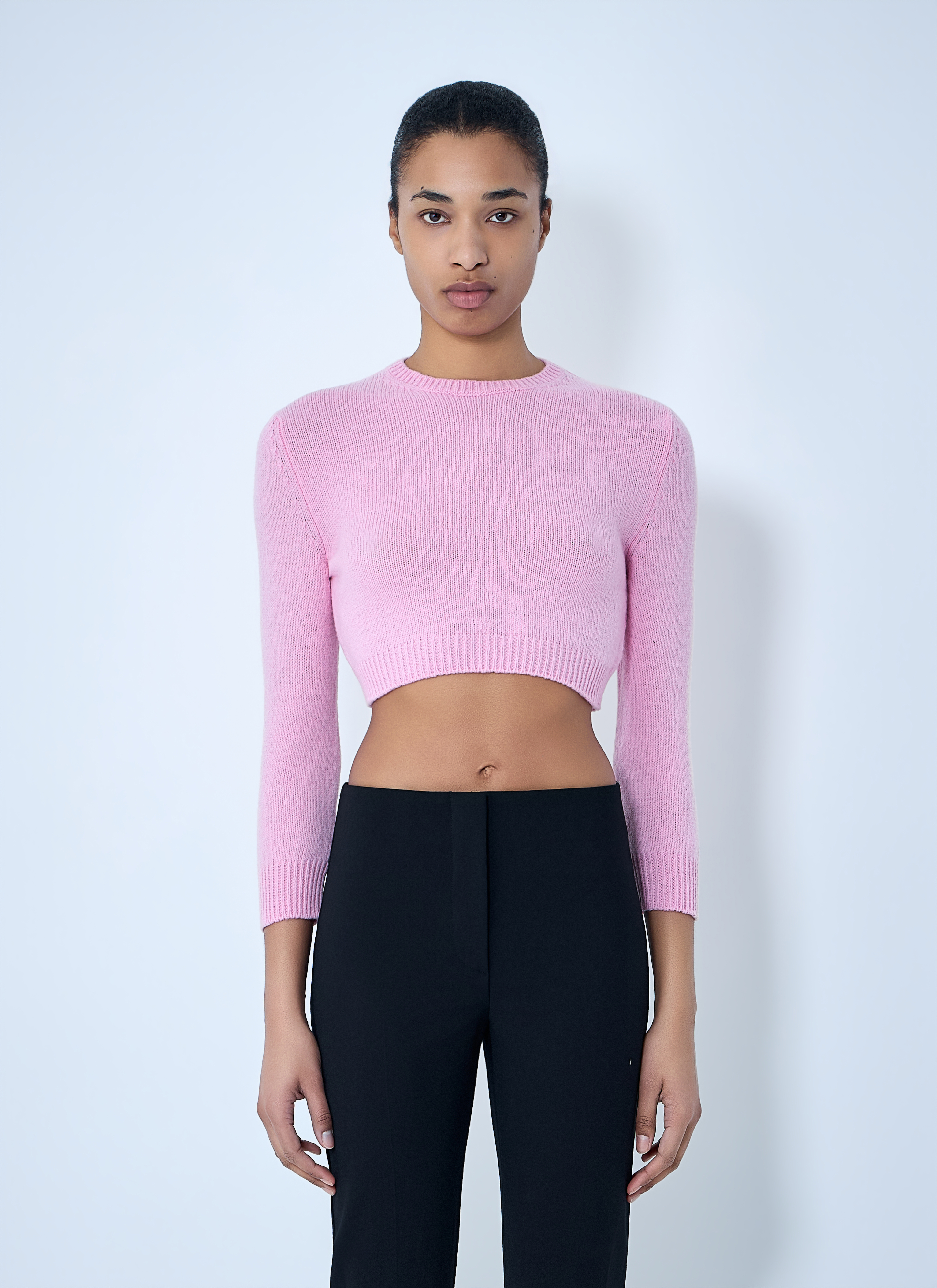 Jil Sander Women's Pink Cropped Knit Sweater - Woman Knitwear It - 40