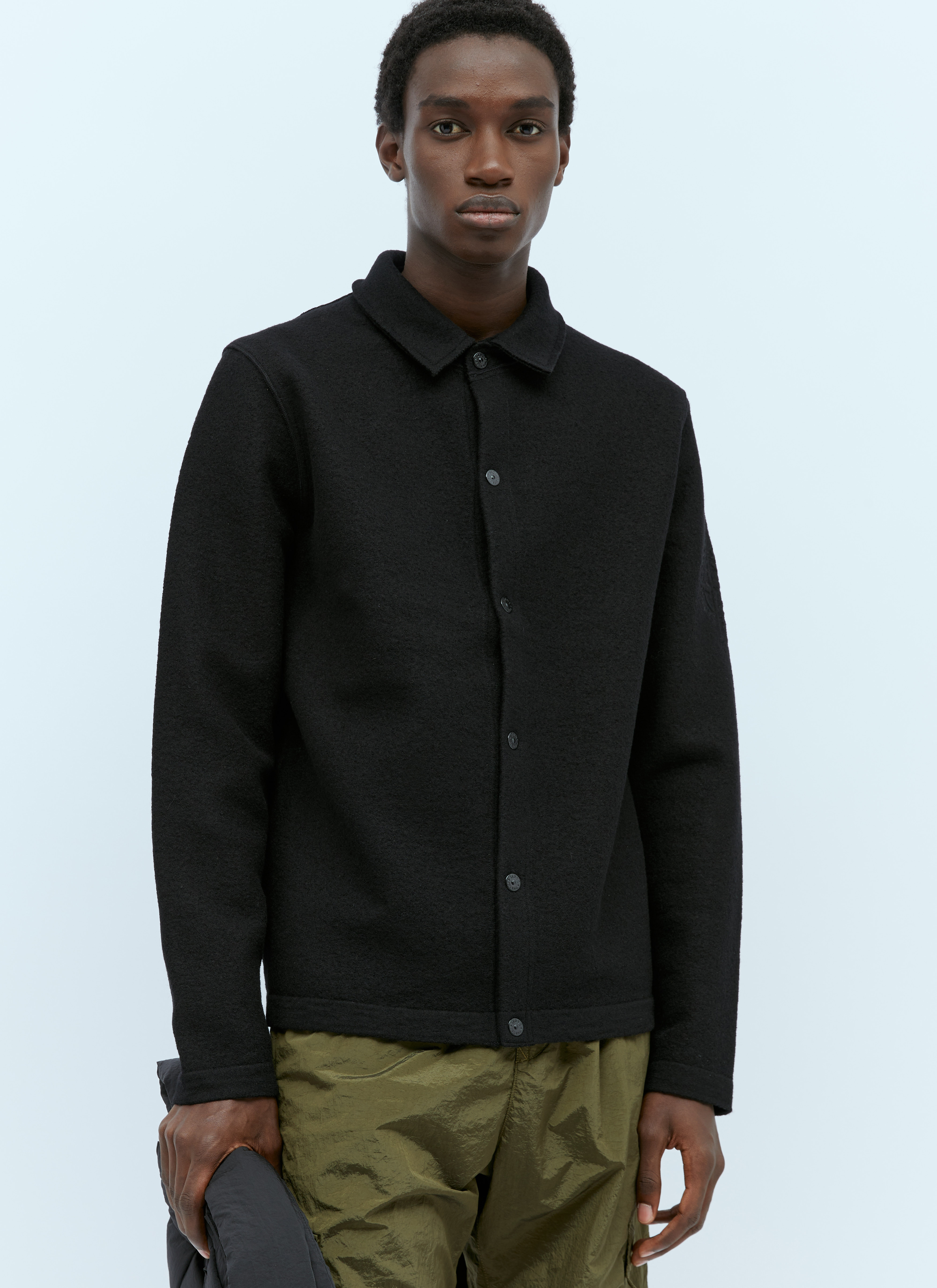 Stone Island Men's' Wool Knit Overshirt in Black | LN-CC® Stone Island Men's' Wool Knit Overshirt in Black | LN-CC®