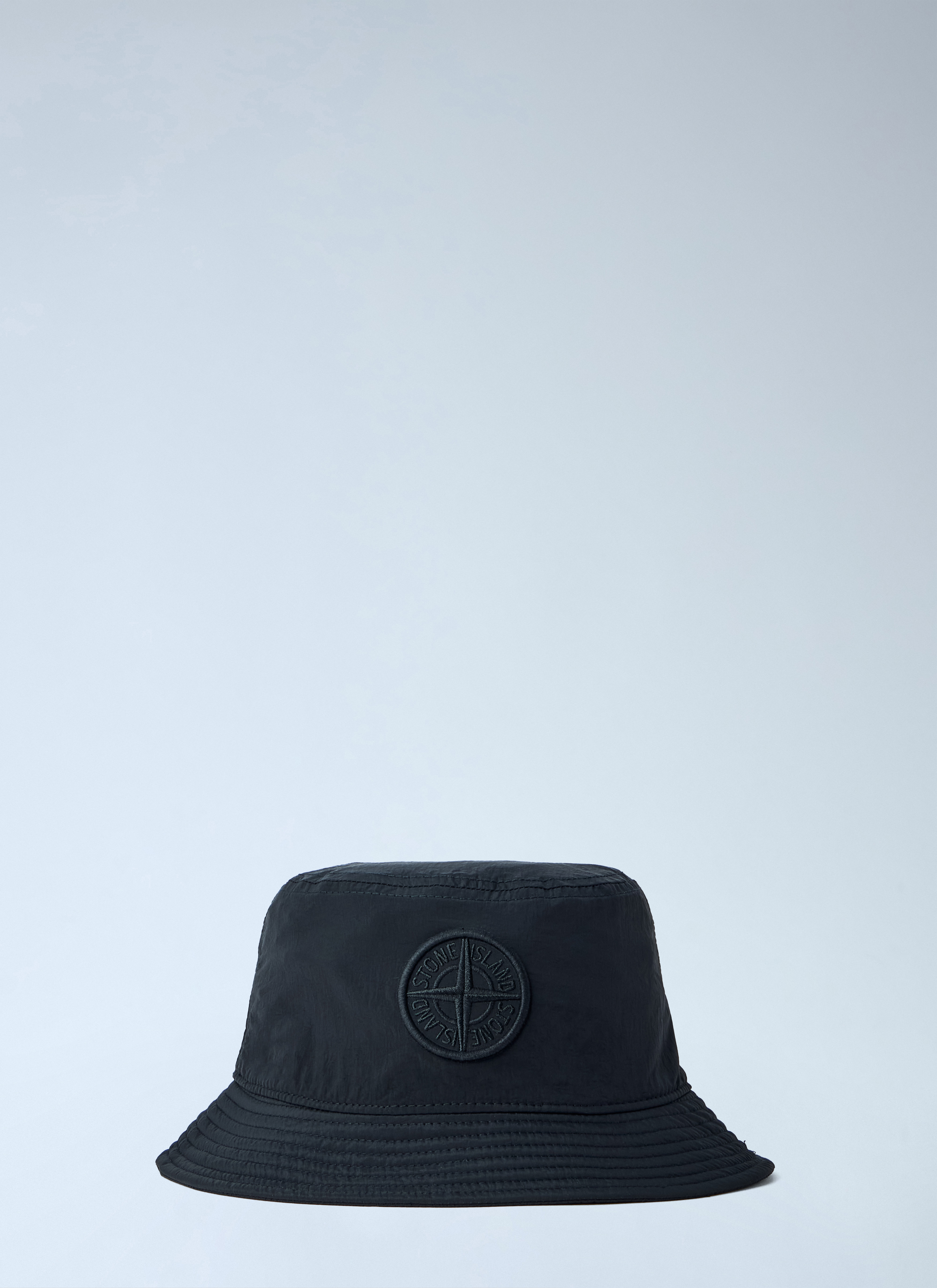 Stone Island Men's Black Embroidered Logo Bucket Hat - Man Hats M