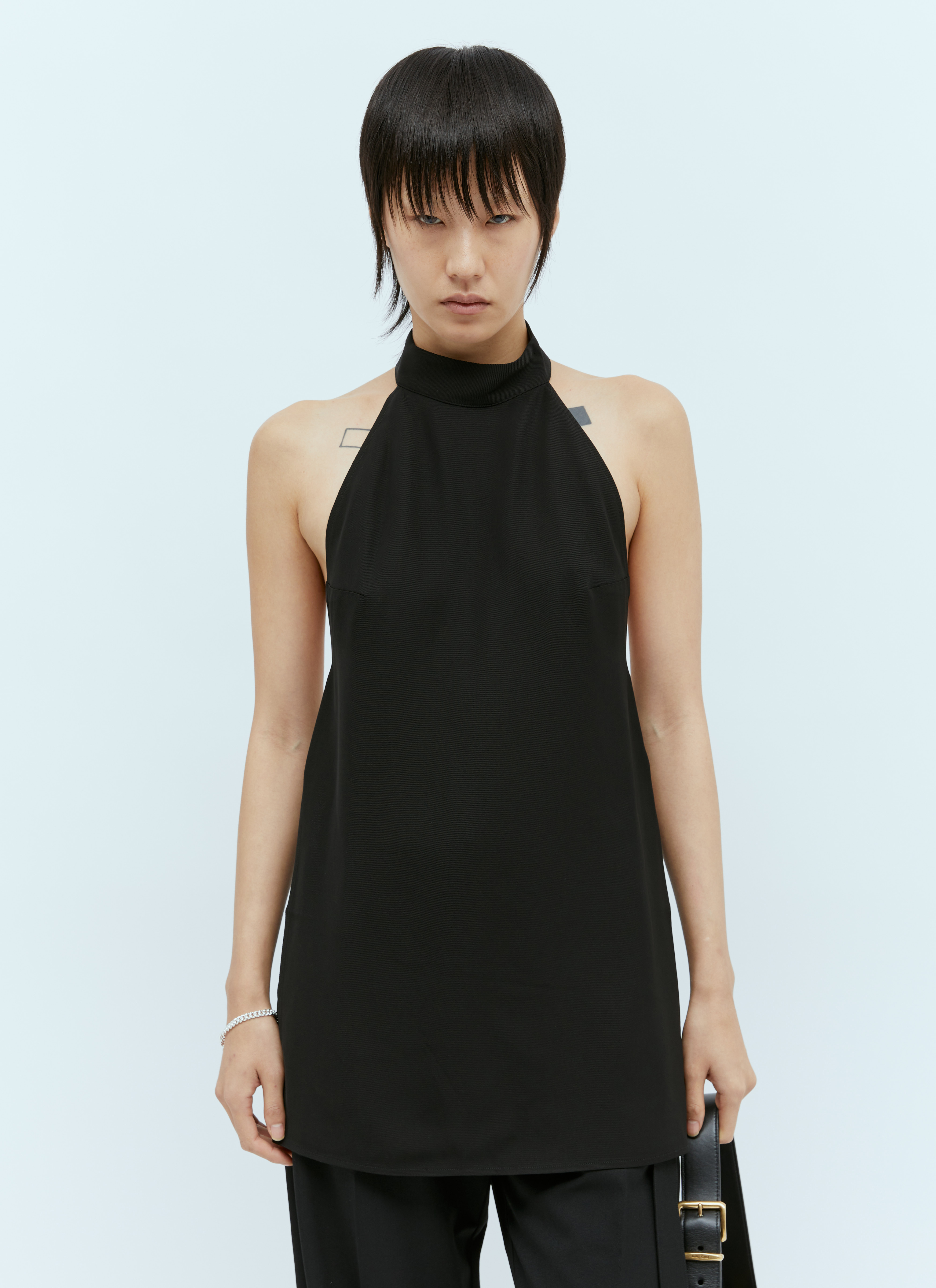 【usagi】HALTER HIGH NECK CAMISOLE TOPS Blue Lily Halter Neck Tank Top by Isa Boulder on Sale
