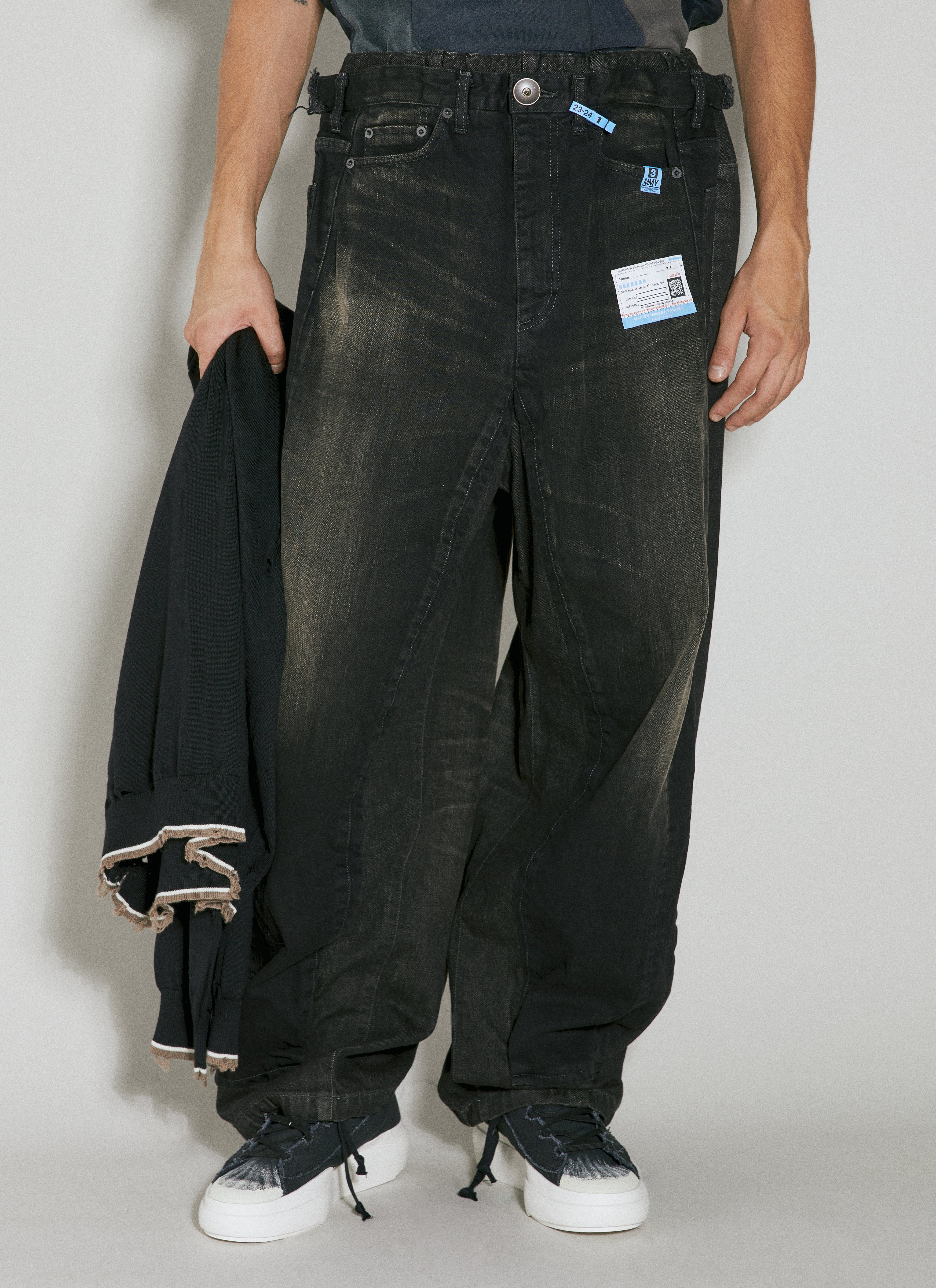 Maison Mihara Yasuhiro Men's' Embedded Denim Jeans in Black Maison Mihara Yasuhiro Men's' Embedded Denim Jeans in Black