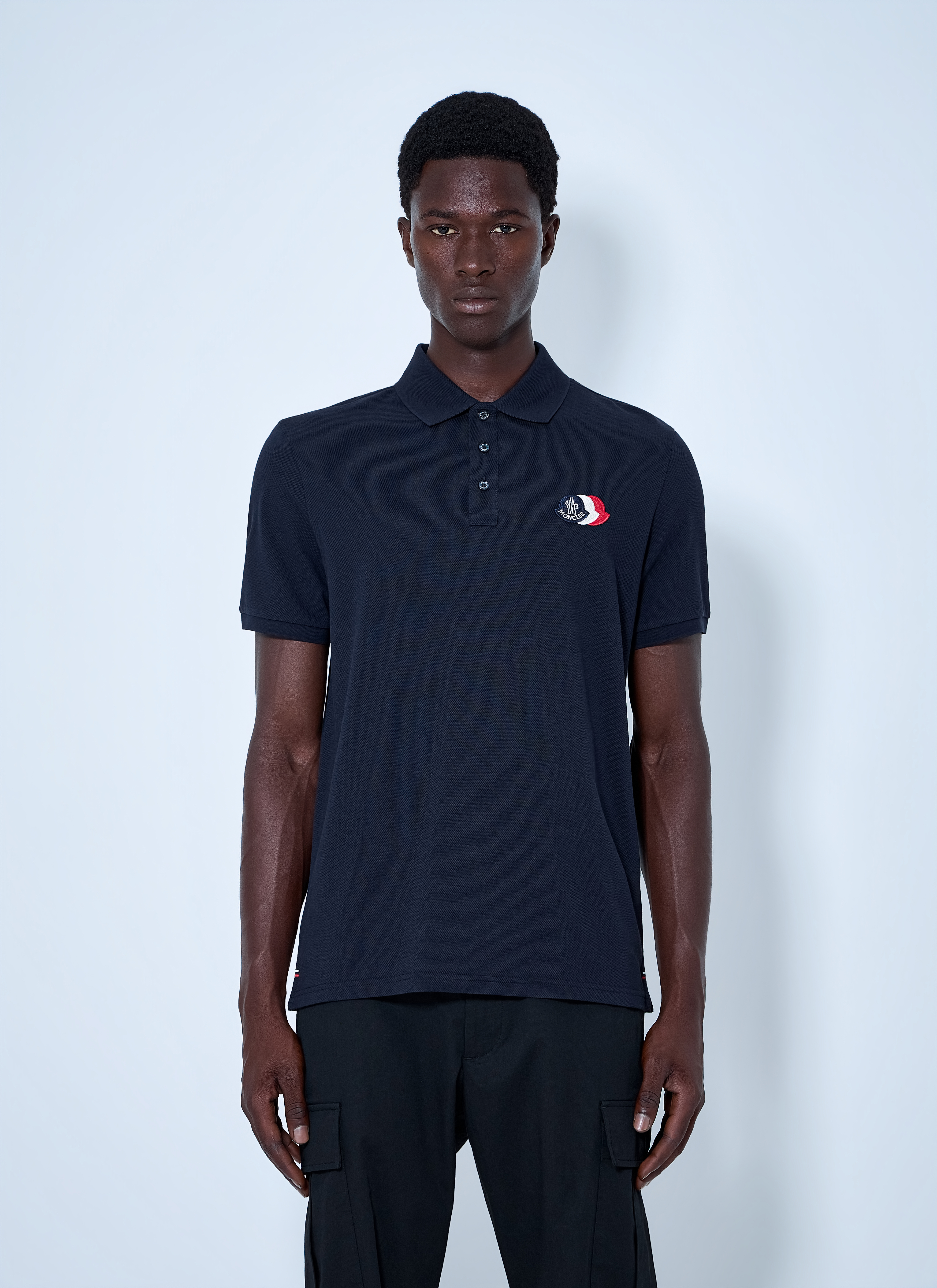 Moncler Men's' Polo Shirt with Embroidered Logo in Blue | LN-CC®
