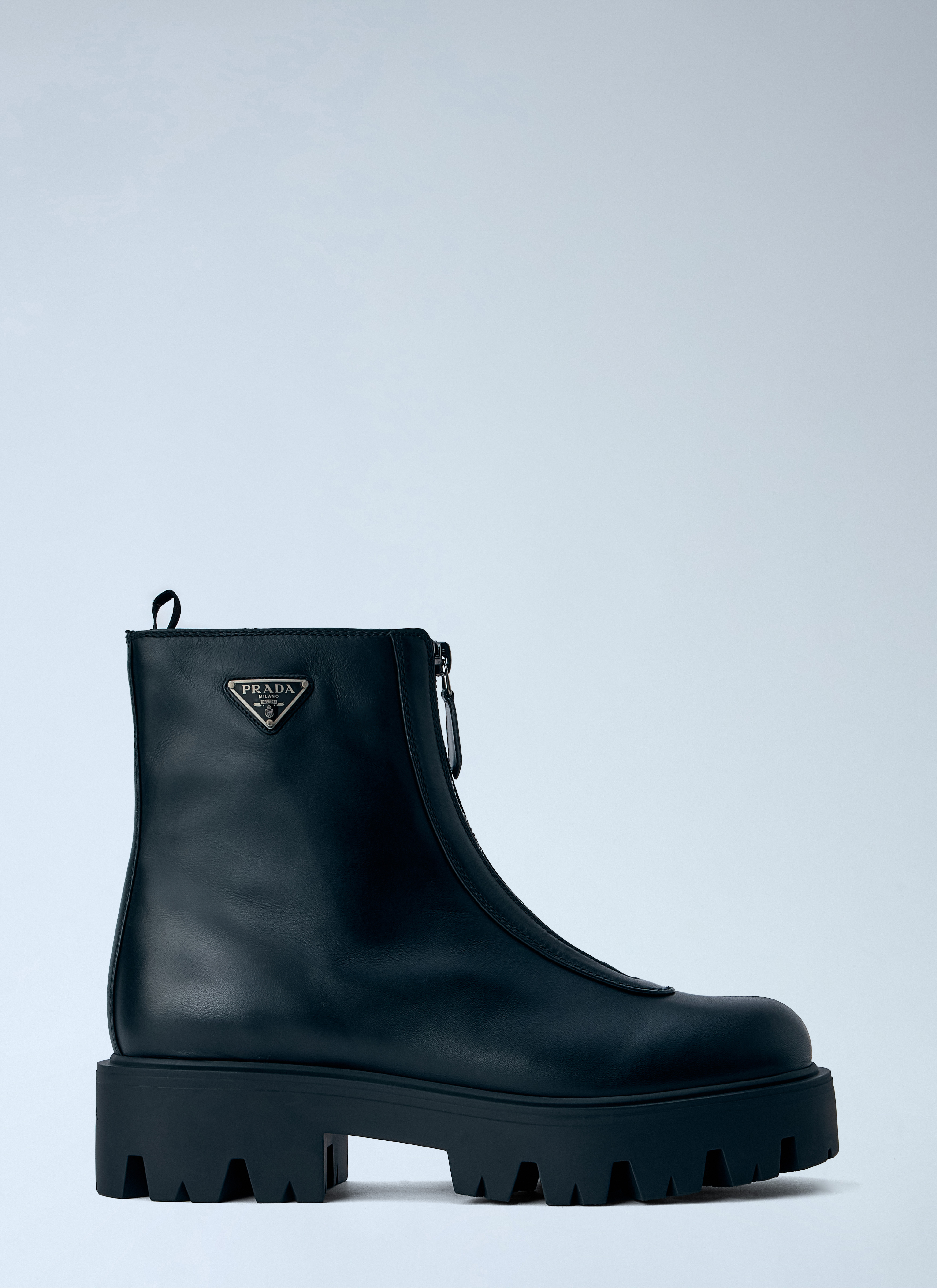 Prada Prada Leather Zipper Booties