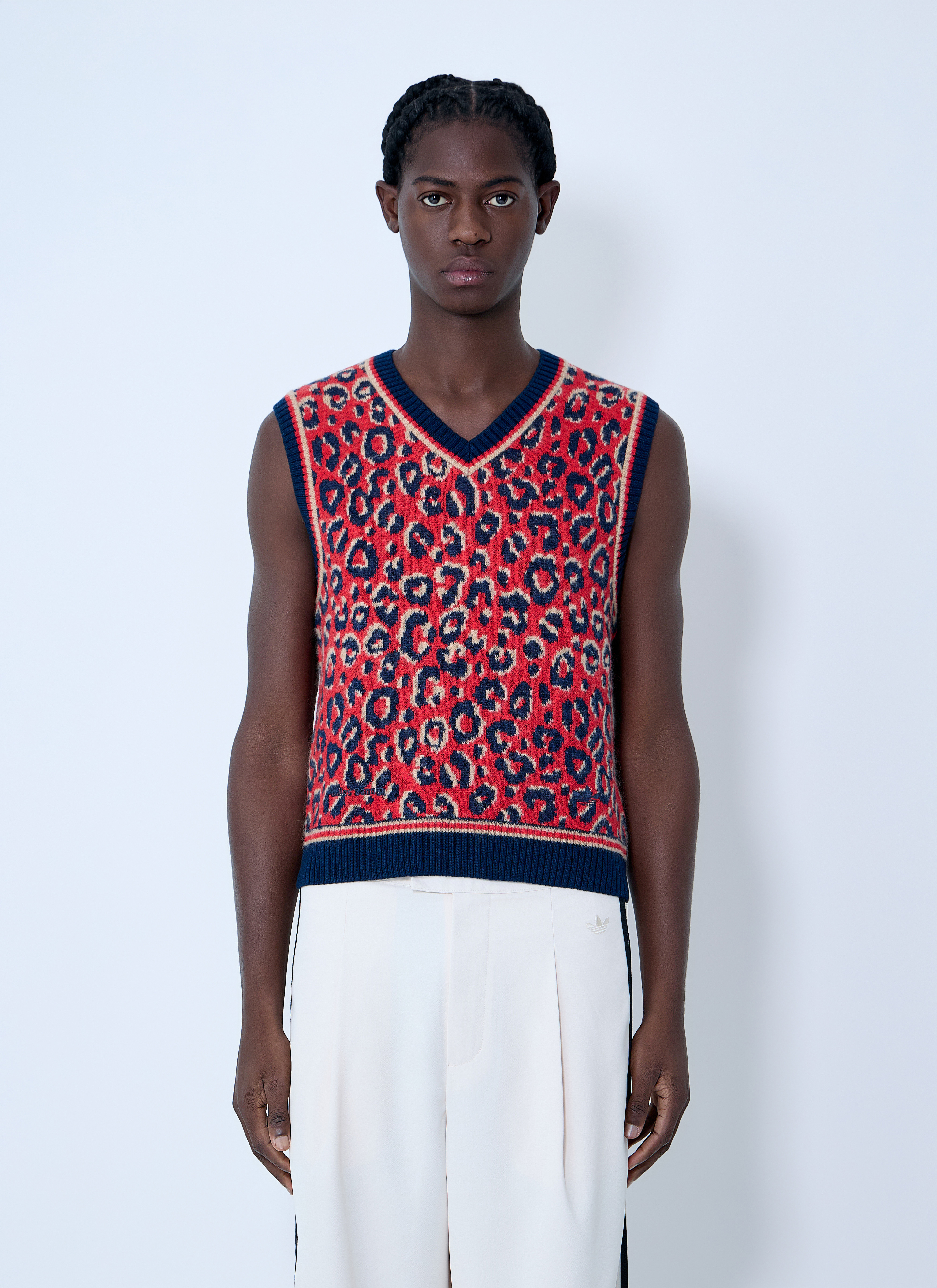 adidas by Wales Bonner Men's' Jacquard Sweater Vest in Red | LN-CC®