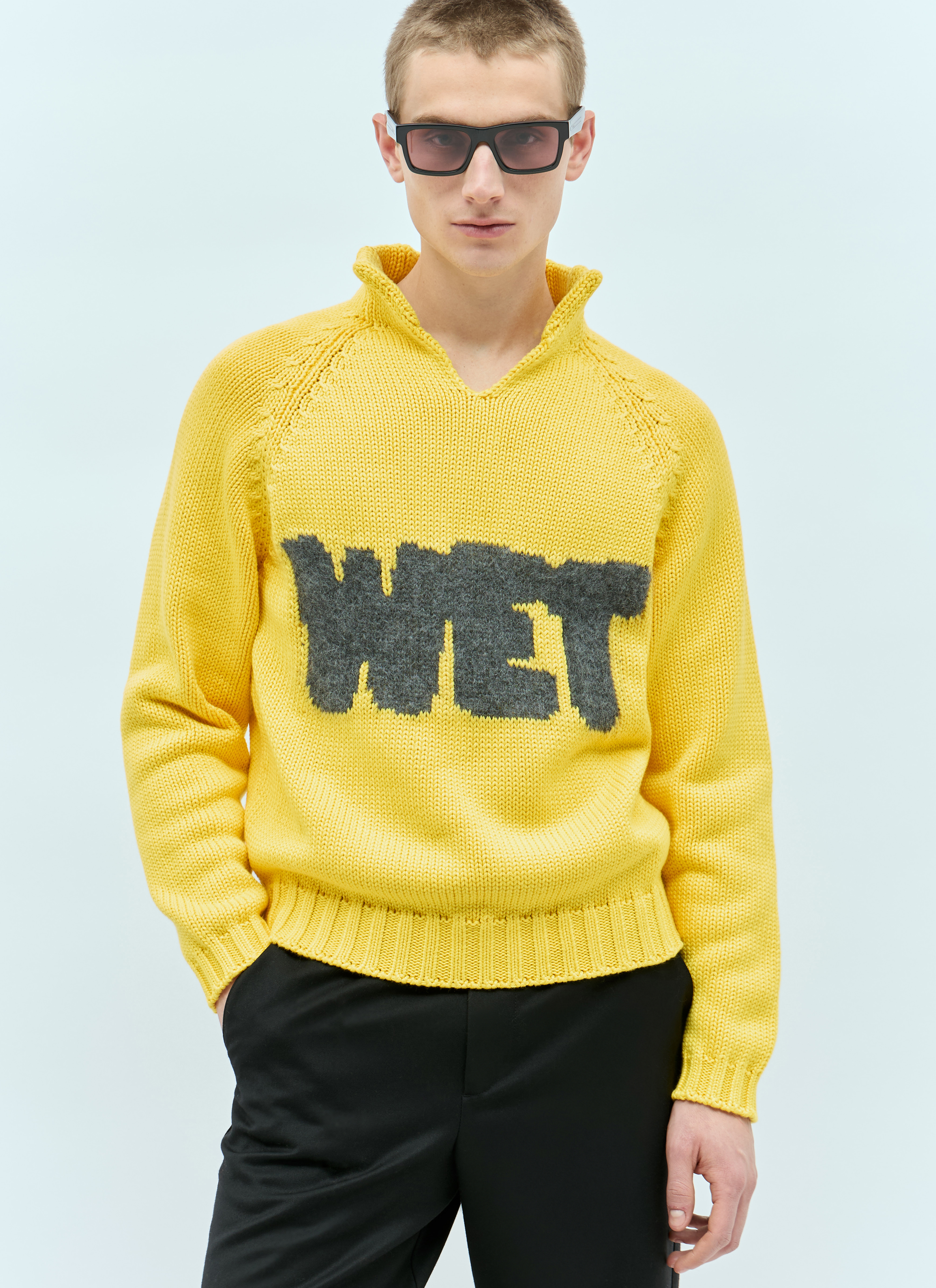 ERL Men's' Wet Intarsia Knit Sweater in Yellow | LN-CC®