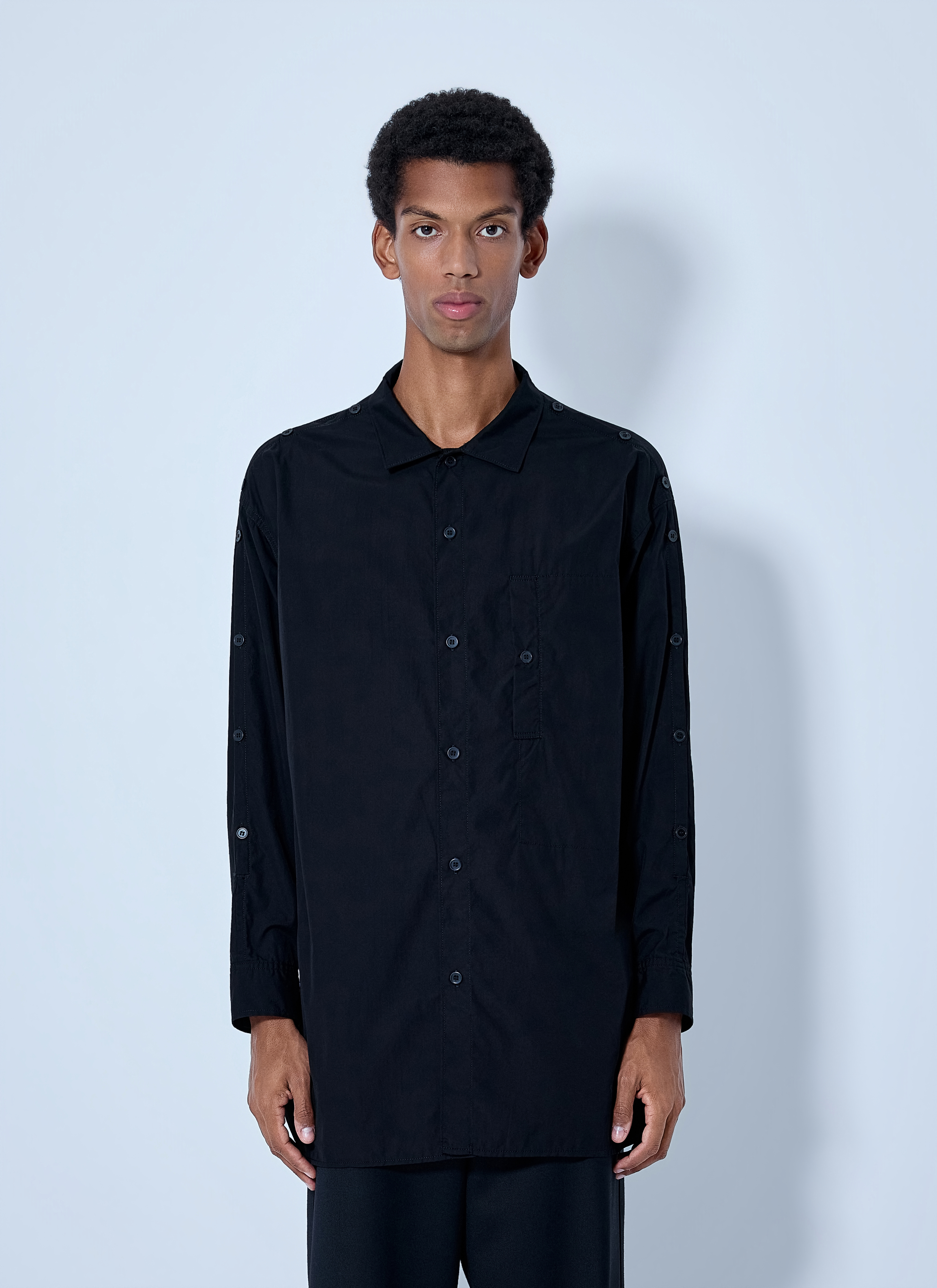 Yohji Yamamoto Yohji Yamamoto Open Collar Shoulder Slit Blouse