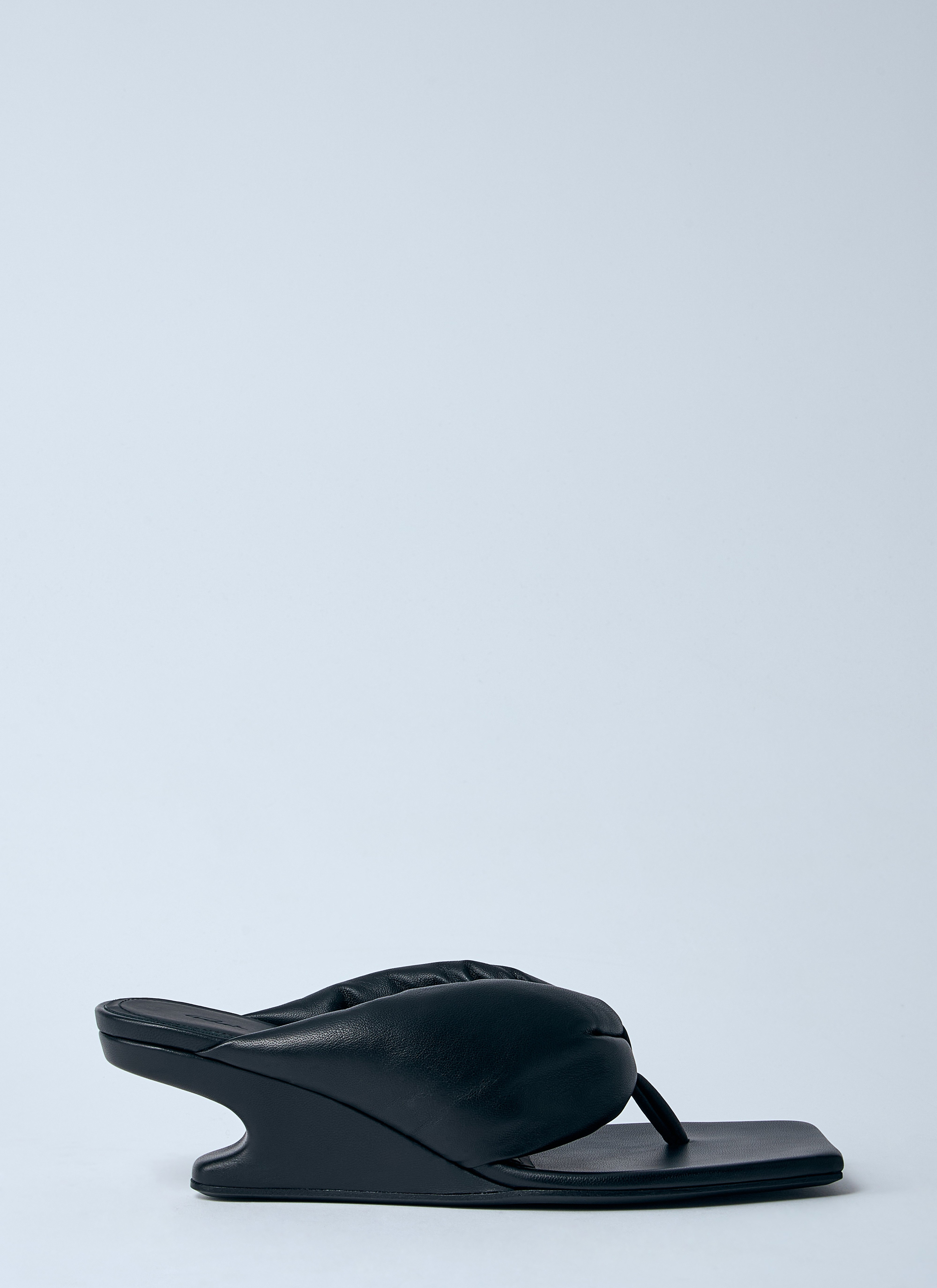 【RICK OWENS】 レザー・ソングウェッジサンダル ブラック Rick Owens レディース レザー・ソングウェッジサンダル の