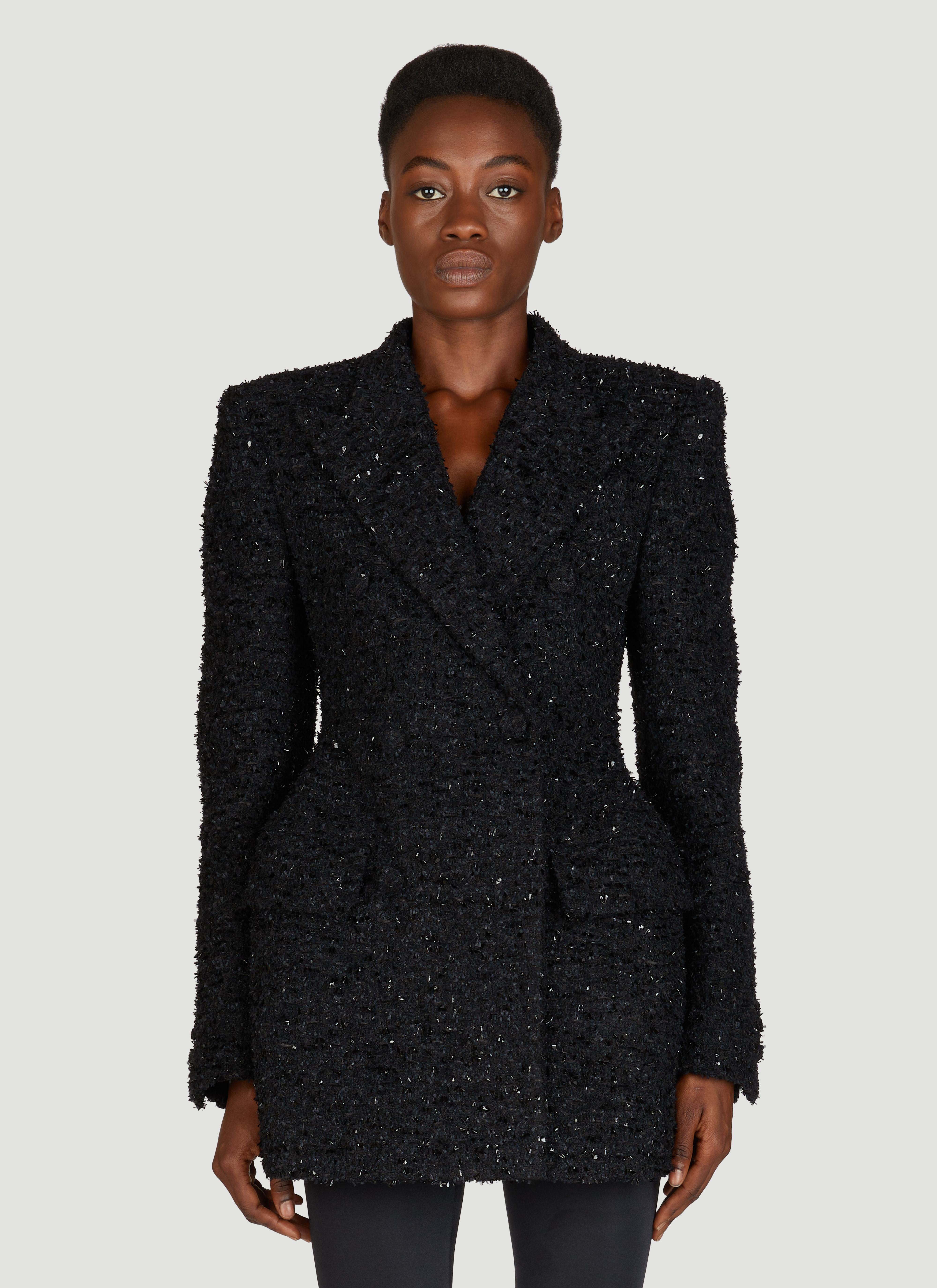 【BALENCIAGA】アワーグラス ダブルジャケット ブラック Balenciaga レディース アワーグラス ジャケット の ブラック