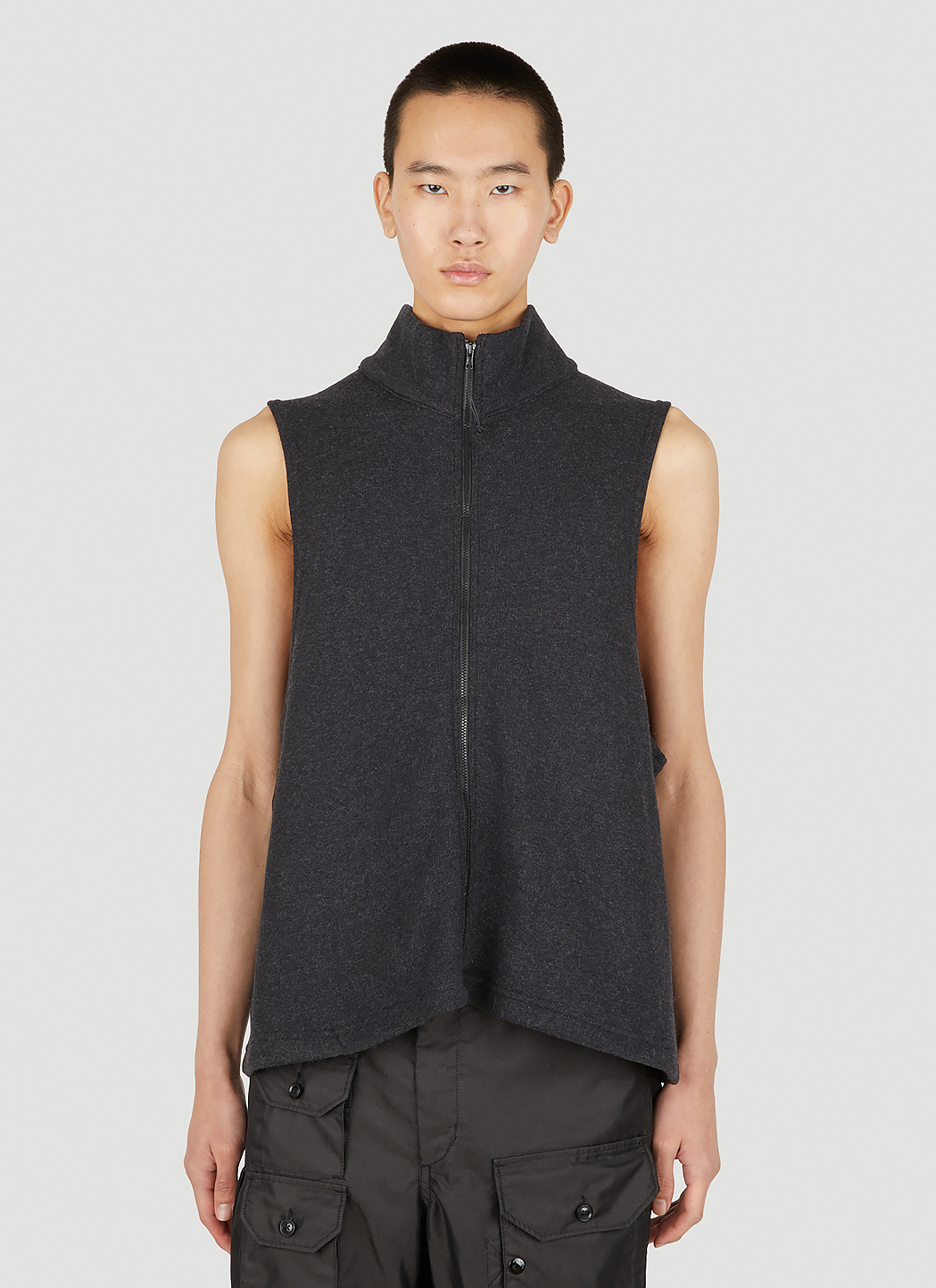 Mock Knit Sleeveless Jacket