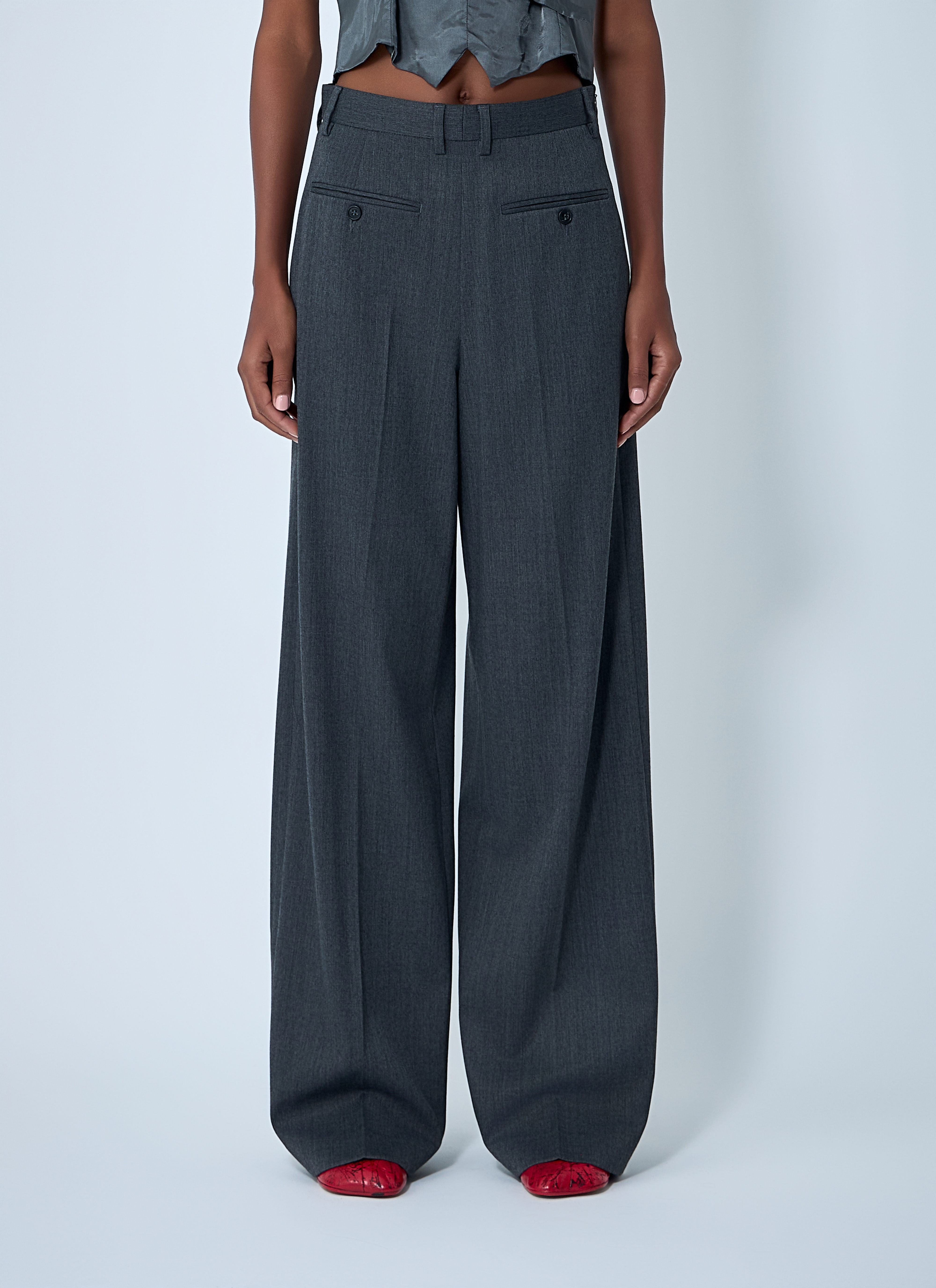 MM6 Maison Margiela Women's' Tailored Back-To-Front Pants in Dark