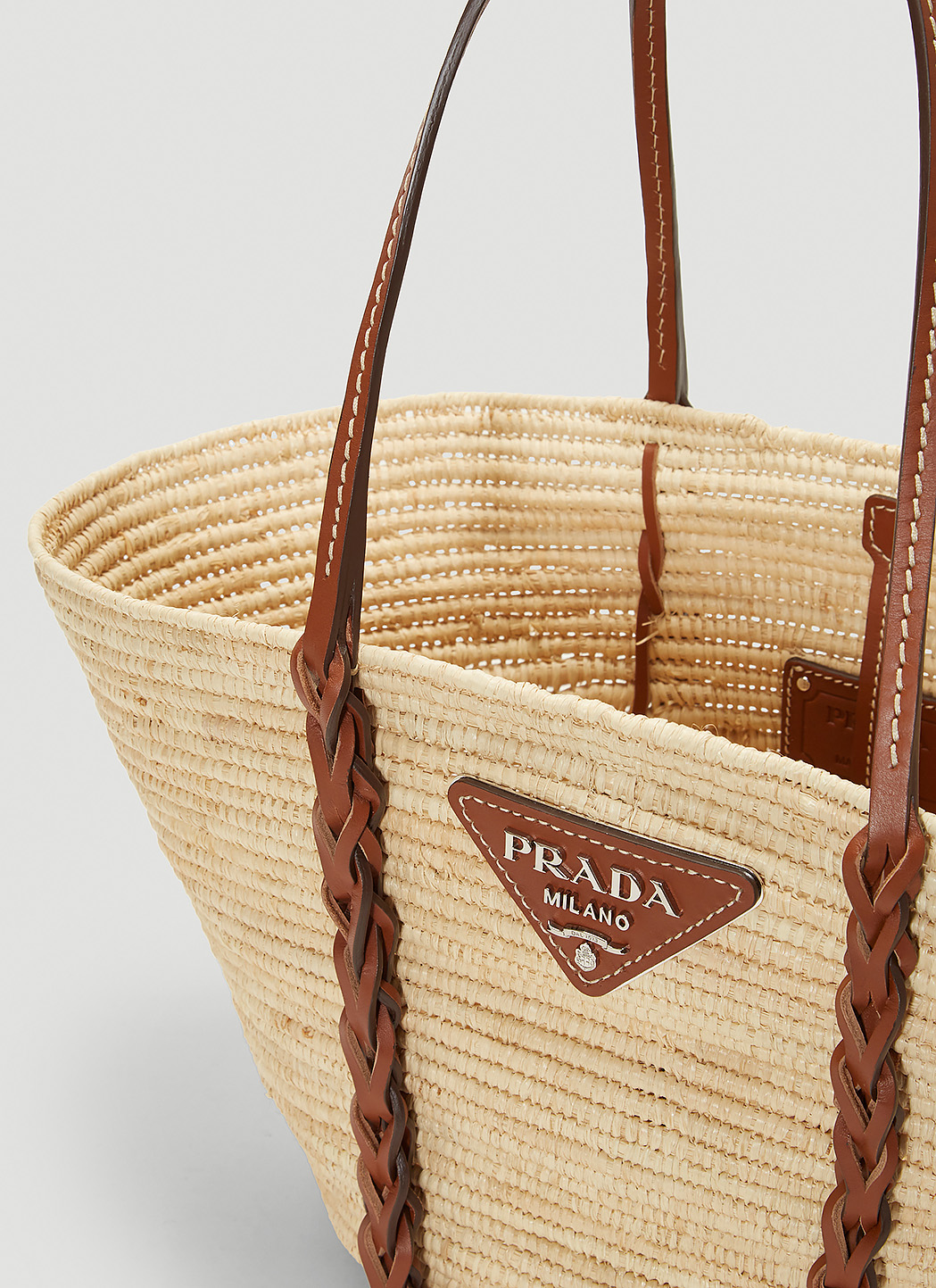 prada straw beach tote