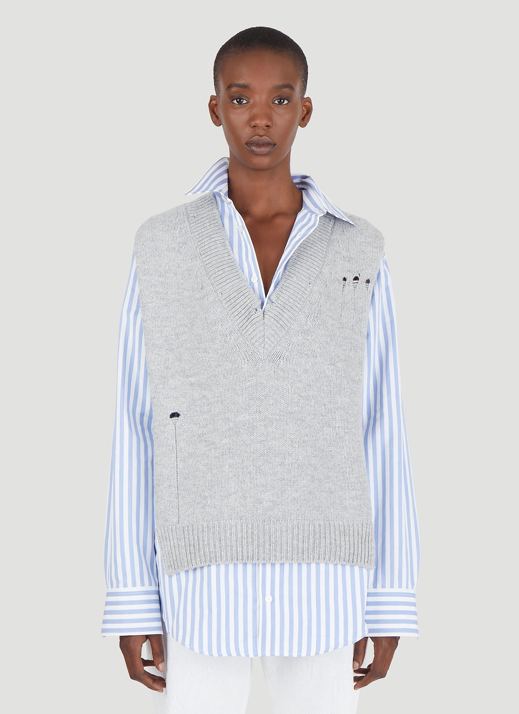 Knit Vest Layered Shirt