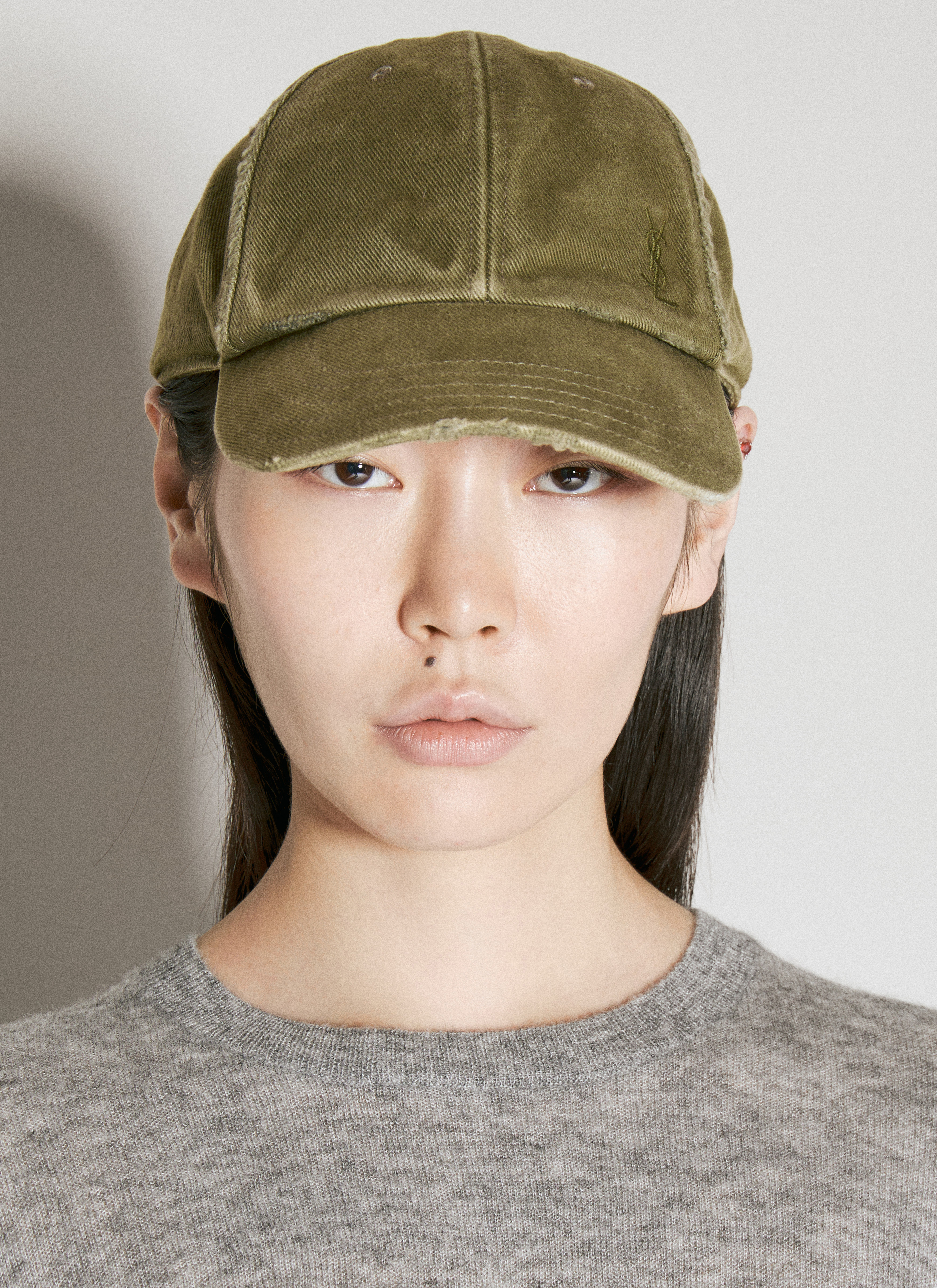 Saint Laurent Women's' Cassandre Denim Baseball Cap in Green | LN-CC®