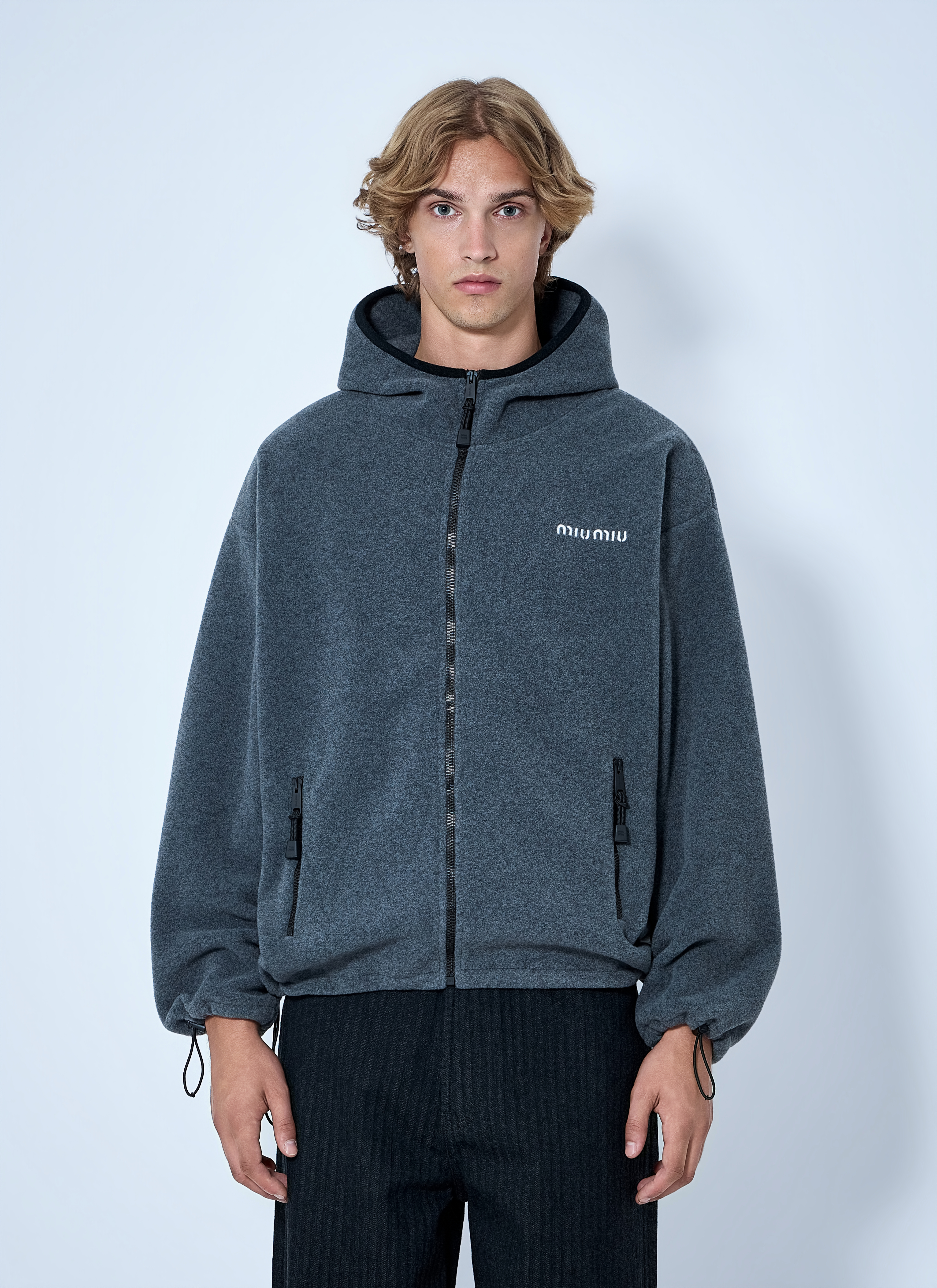 Miu Miu Women's' Hooded Zip Sweatshirt in Grey | LN-CC®